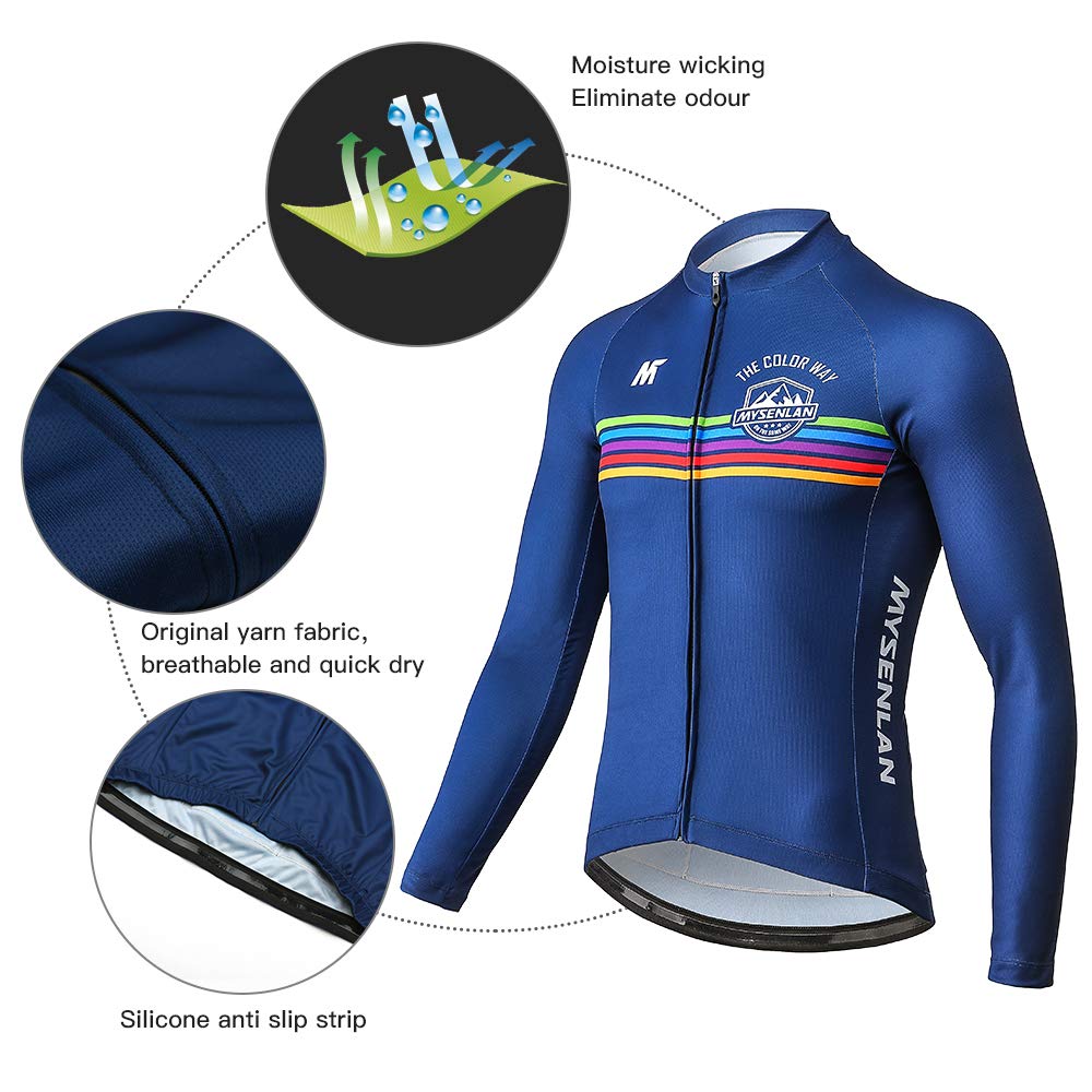 **Mysenlan Men's Cycling Jersey Set - Long Sleeve Bike Shirt & 3D Padded Bicycle Tights - Breathable & Comfortable for Road Biking, Mountain Cycling & Outdoor Sports**
