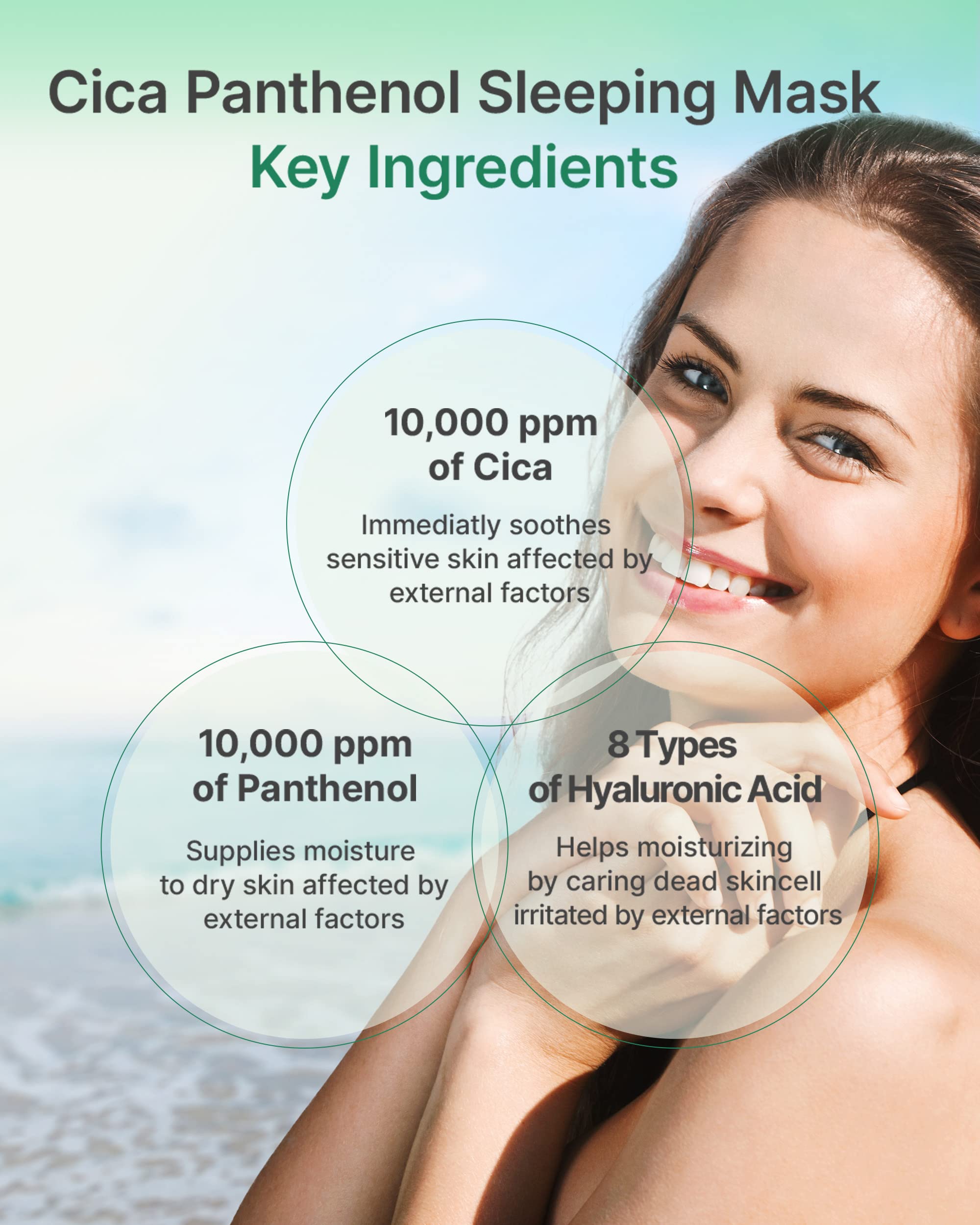 SNP CICA Panthenol Moisturizing Cream - Hydrating Overnight Face Mask with Hyaluronic Acid for Night Skincare