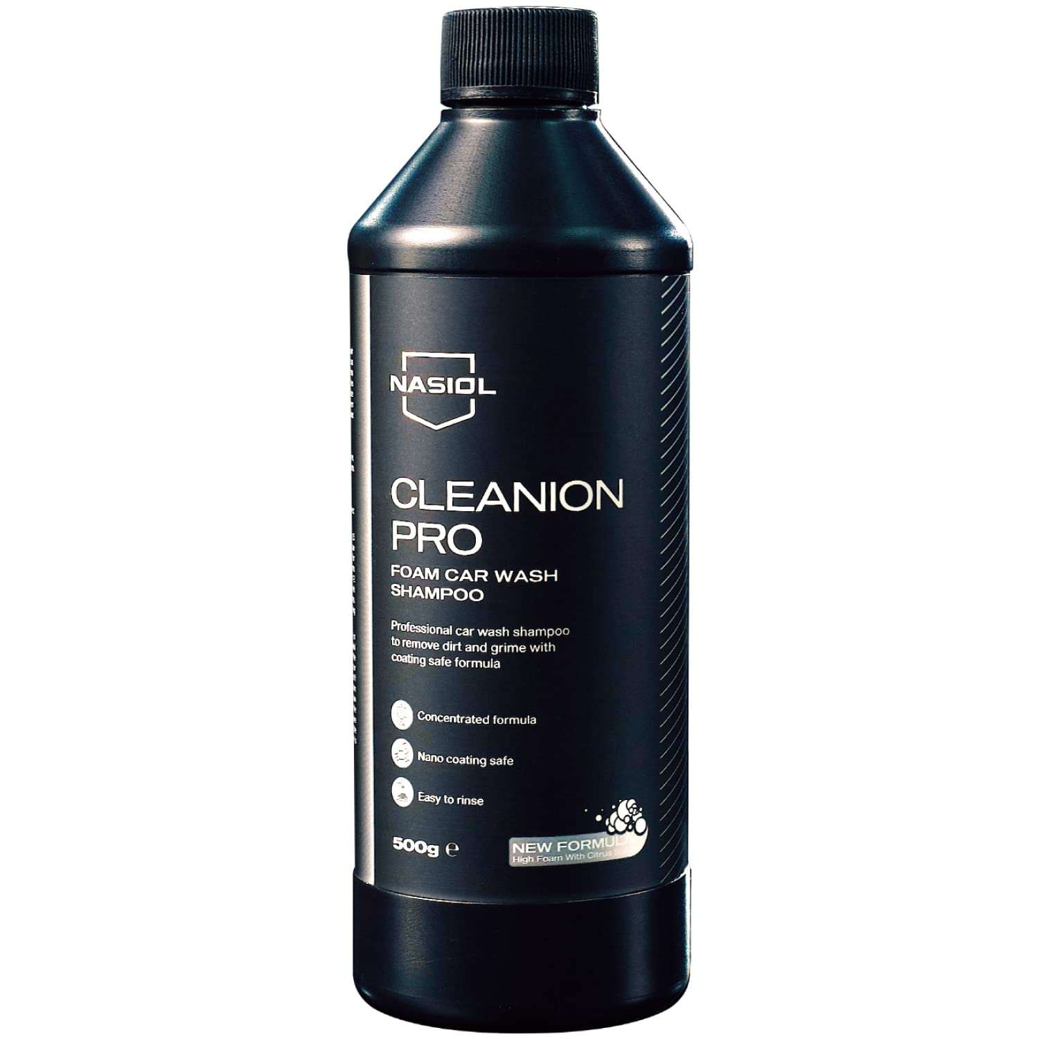 Nasiol Cleanion Pro New Formula Car Concentrated Shampoo - 17 Fl Oz (500ml) Citrus Scented - Brushless Vehicle Wash & Detailing Solution - Foamy Car Cleaning Shampoo for Auto Detailing, Paint Protection & Waterless Wash - Best for Home, Professional & Mobile Car Wash Businesses