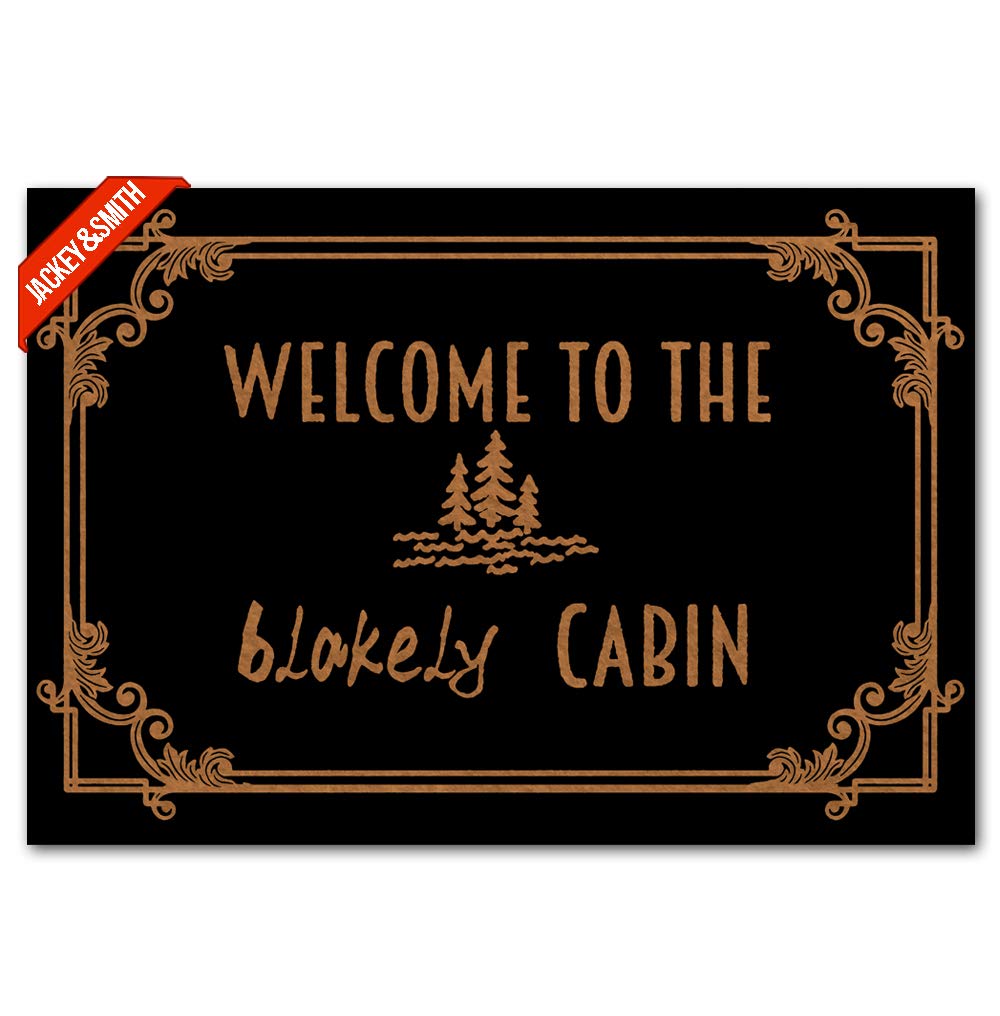 Jackey&Smith Non-Slip Welcome Mat - 23.6x15.7 Inch Lake Cabin Design Outdoor Entryway Rug for Front Door, Balcony & Patio - Perfect for Vacation Homes, Porches and Mudrooms