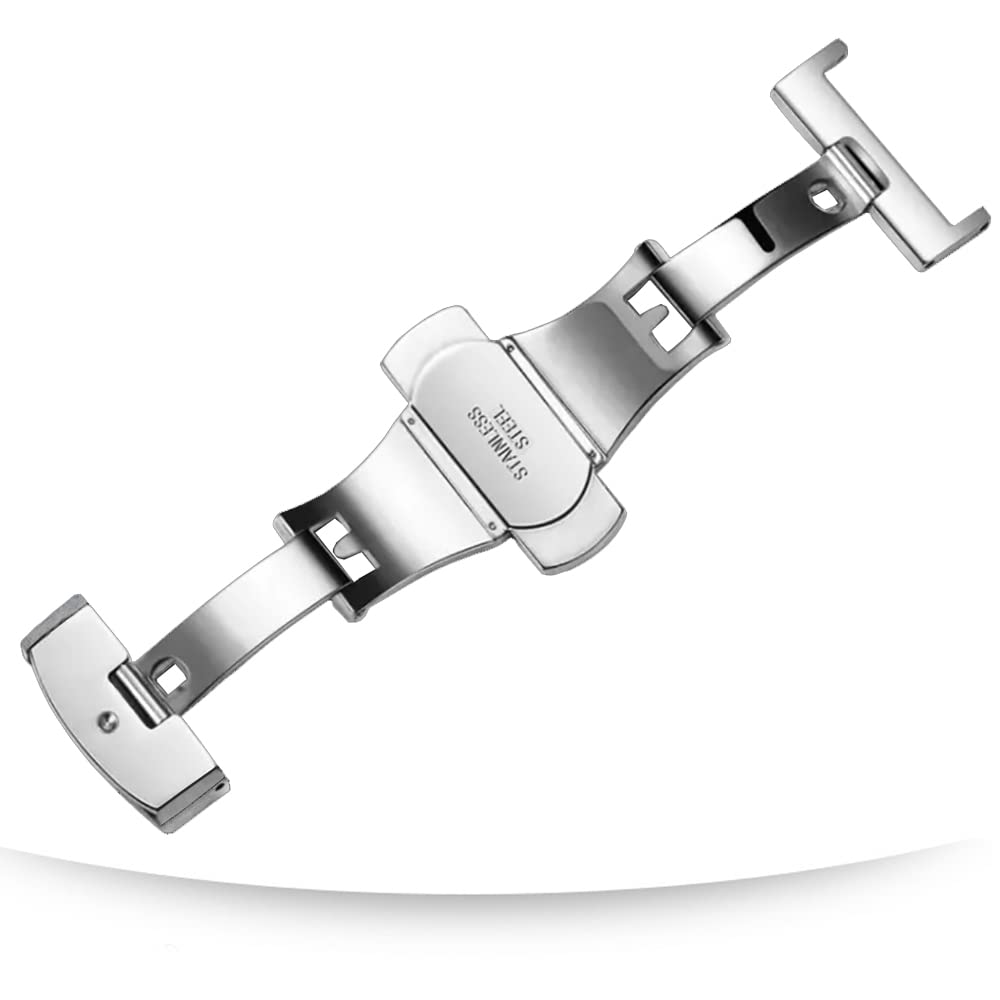 Stainless Steel Butterfly Deployment Watch Clasp Buckle Replacement for Leather Watch Bands - Secure & Adjustable Watch Band Clasp for Men & Women - Perfect for Dress Watches, Business & Formal Occasions