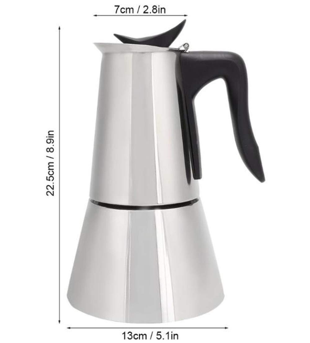 MXBAOHENG 6 Cup Electric Moka Pot Espresso Maker - Stainless Steel Stovetop Coffee Brewer (110V) for Home, Office & Camping Use