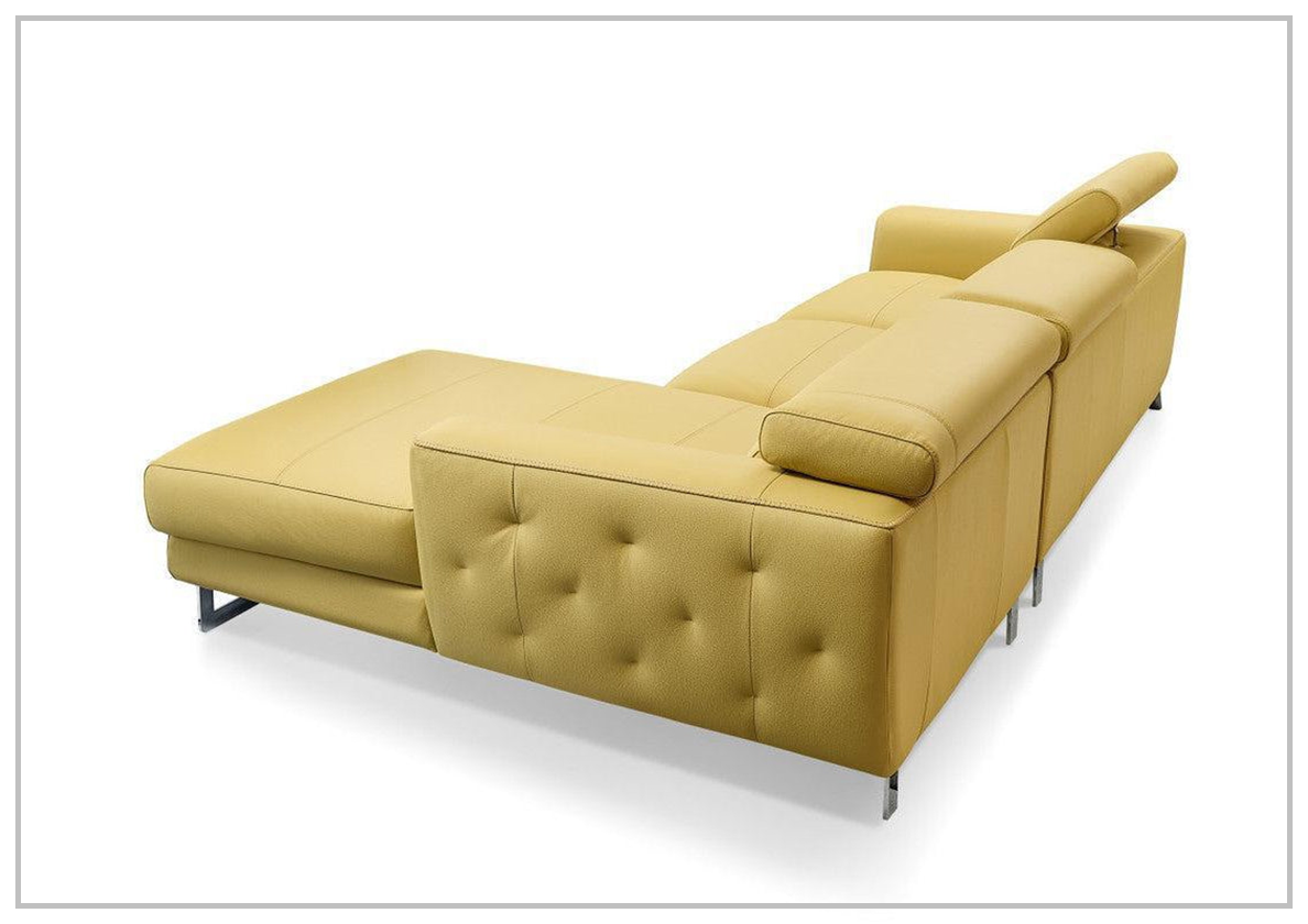 Gio Italia Niva Genuine Leather Sectional Sofa with Chrome Legs - Modern Living Room Furniture for Home & Office Comfort