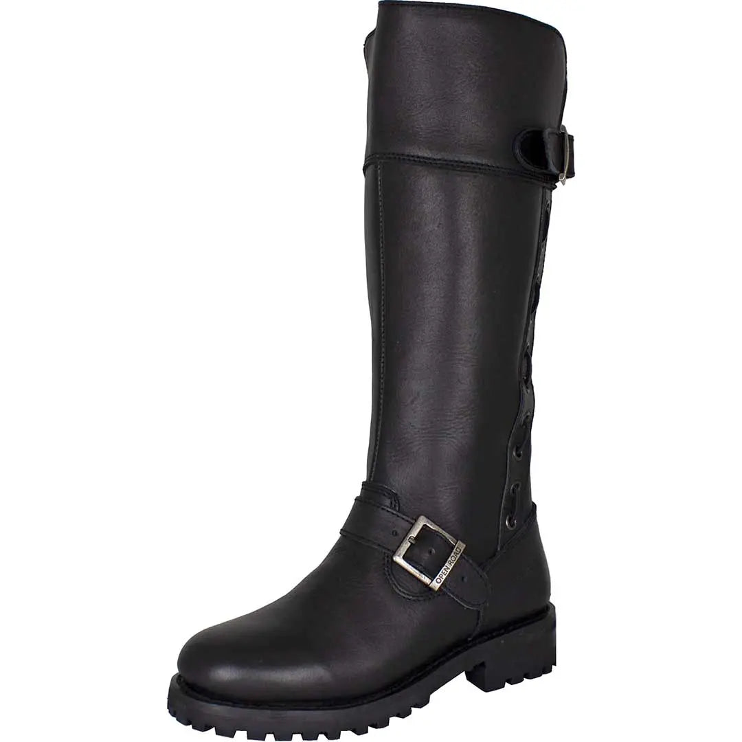 Open Road Women's Tall Motorcycle Boots - Waterproof Leather Riding Boots for Harley & Cruiser Bikes - Perfect for Long Rides & Motorcycle Adventures