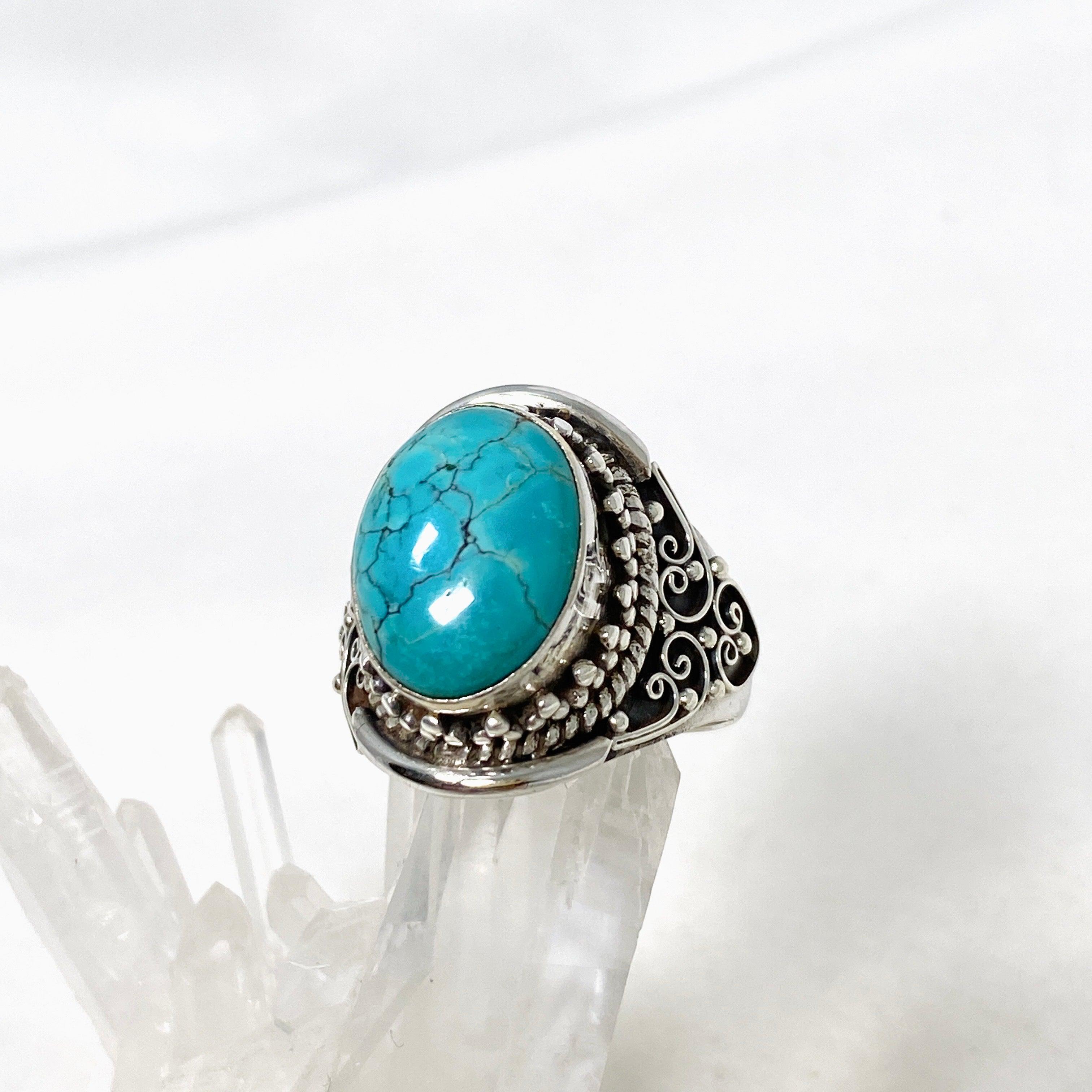 Boho Style Turquoise Ring KRGJ3244 - Handmade Sterling Silver Jewelry for Women, Perfect for Festivals, Beach Parties & Everyday Boho Fashion