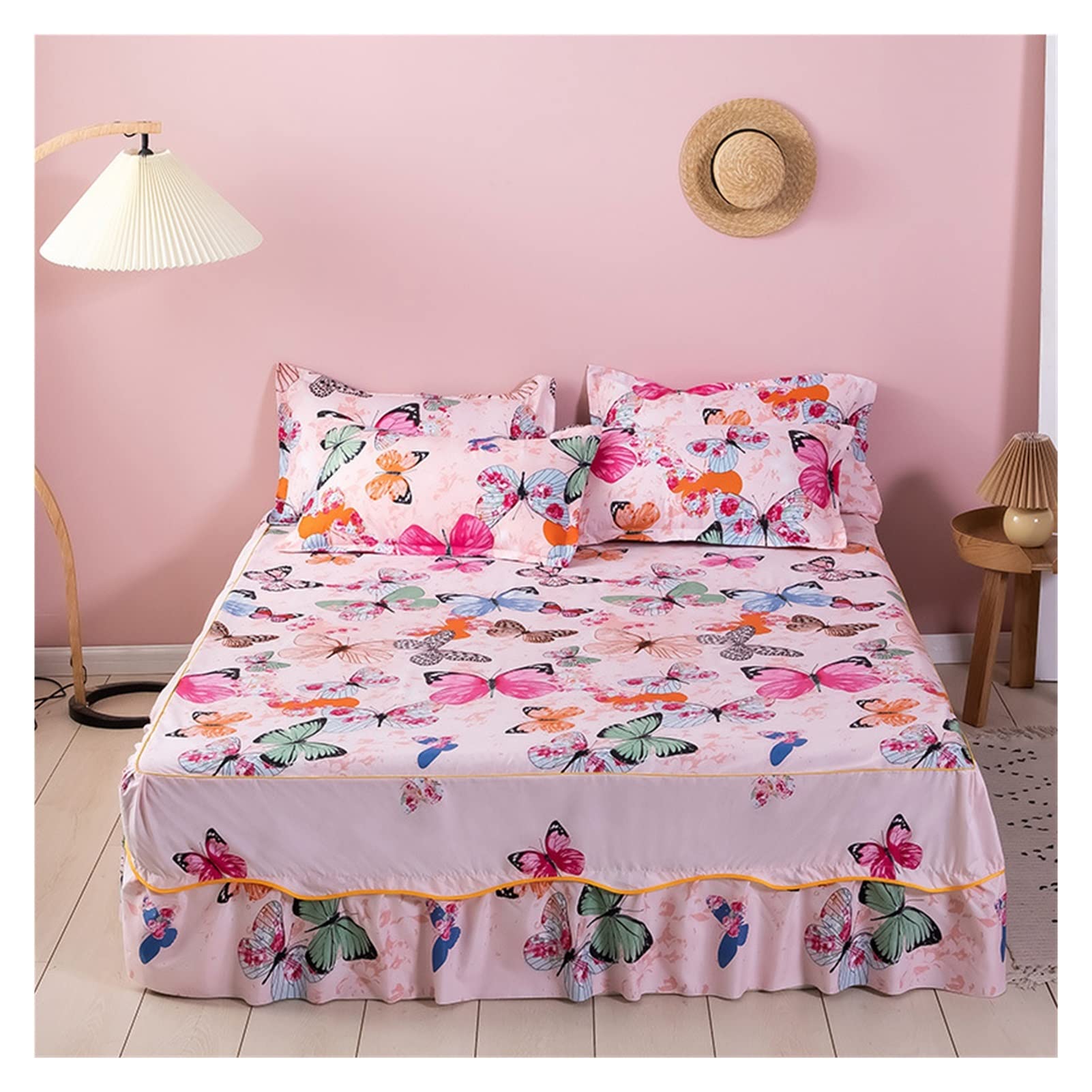 Floral Print Polyester Bed Skirt - Dustproof Mattress Cover for Queen Size Bed (1.5m x 2.0m x 0.25m) - Summer Home Decor & Bedroom Aesthetic Upgrade | Perfect for Guest Rooms, Master Bedrooms & Dorm Decor