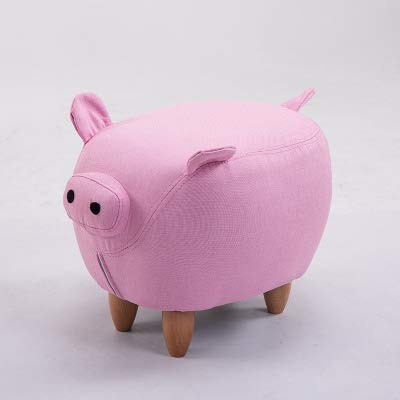 XMZFQ Animal Footstool Ottoman - Creative Wooden Footrest for Kids with Removable Cover, 100kg Weight Capacity, Pink - Perfect for Living Room, Bedroom & Nursery Decor