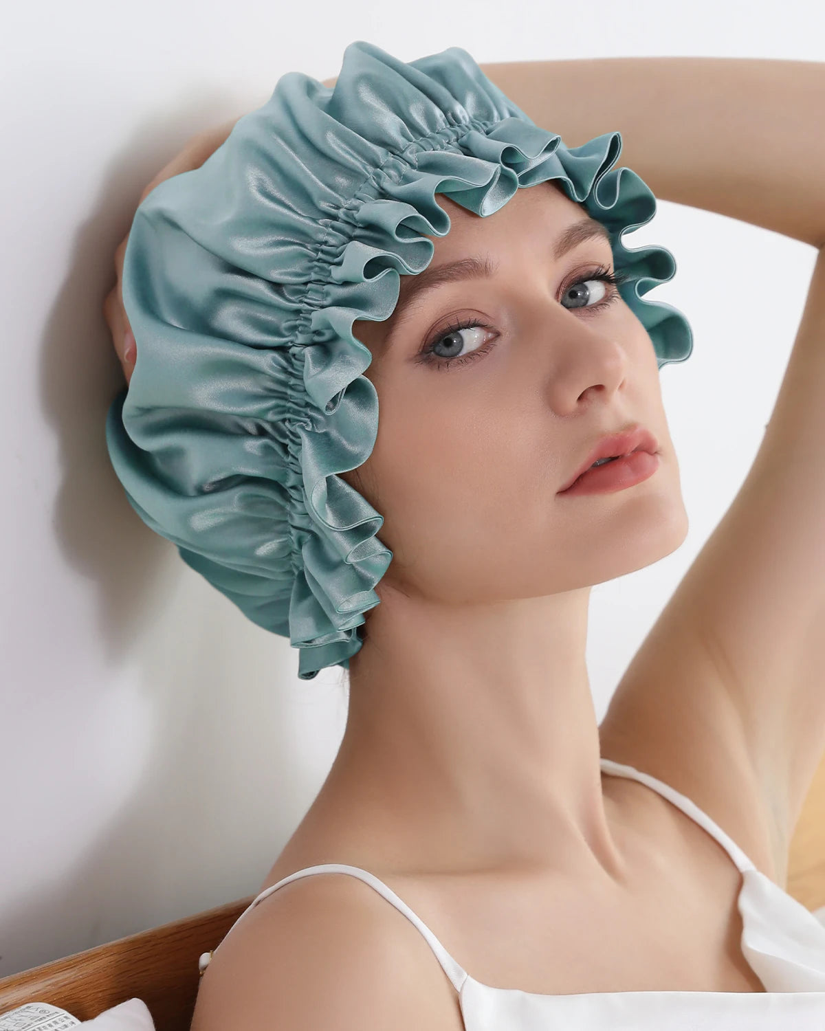Luxury Flounced Silk Sleep Cap for Women - Soft & Breathable Night Hair Cover - Perfect for Bedtime, Travel & Hair Protection