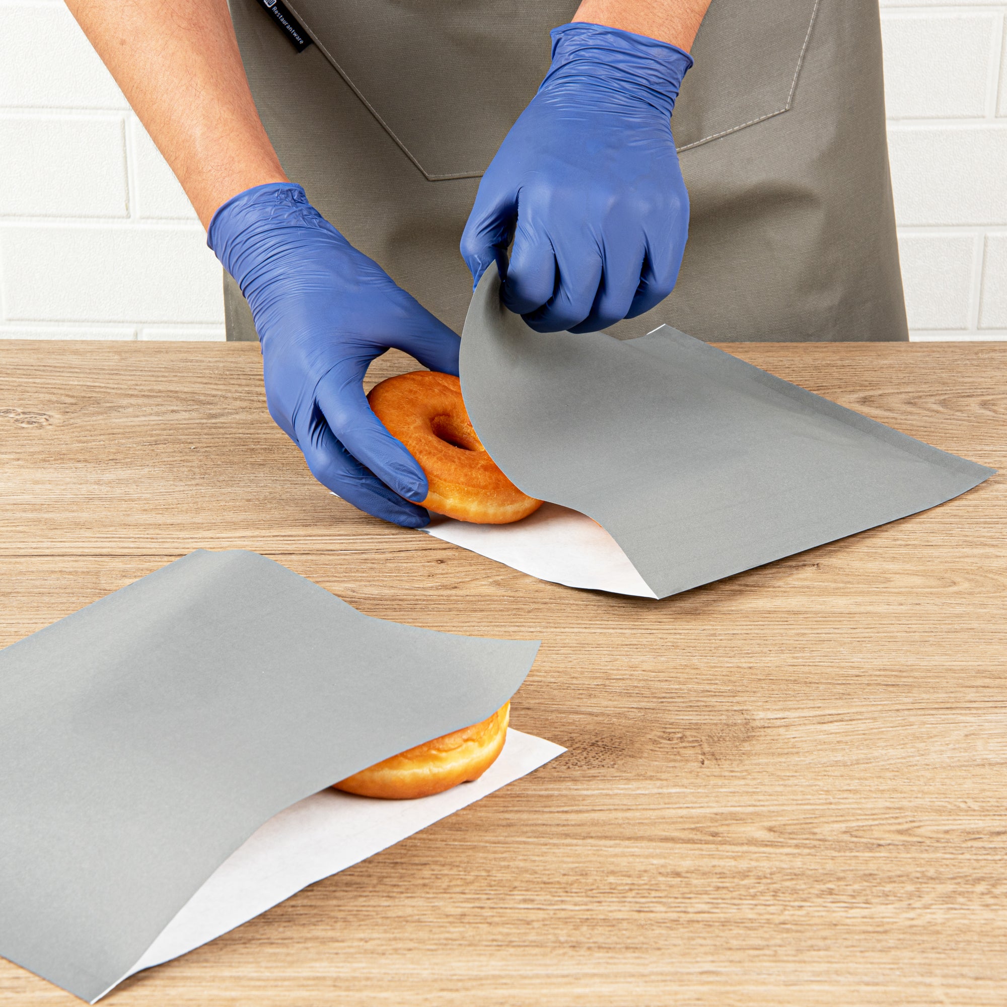 Premium Gray Greaseproof Paper Bags - Large Double Open Design (10