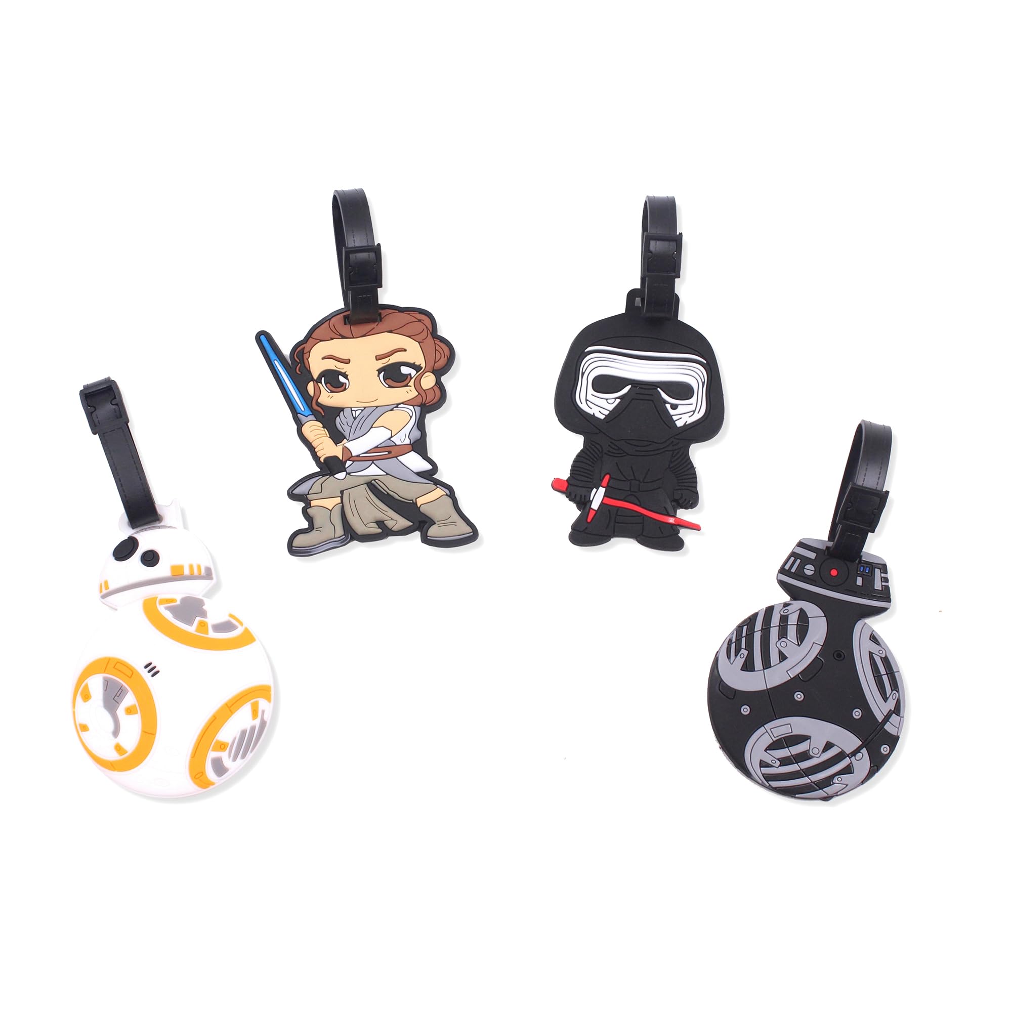 4-Piece Star Wars BB-8 Jedi Soldiers Silicone Luggage Tags Set - Durable ID Tags for Suitcases, Bags & Travel Accessories - Perfect for Airplane, Cruise & Vacation Use