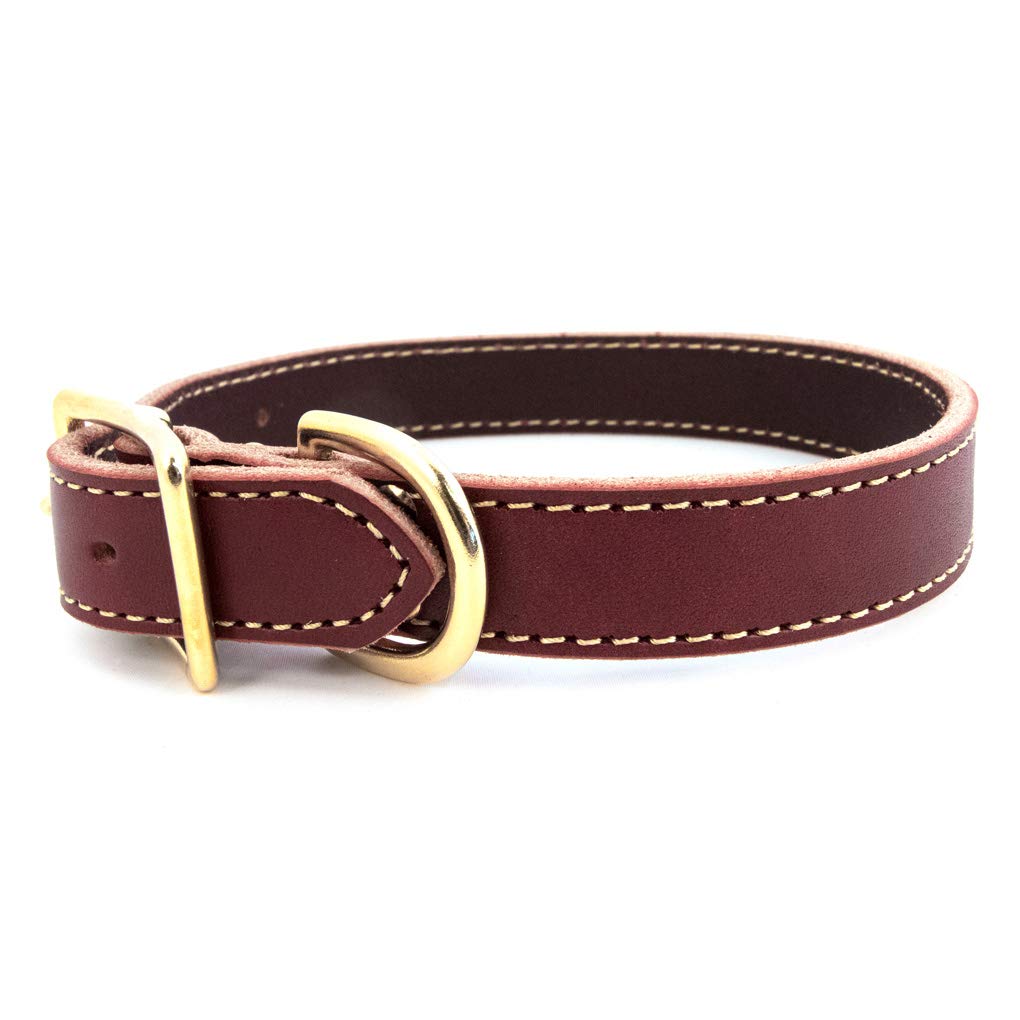 Lake Country Stitch Dog Collar - Adjustable Nylon Pet Collar with Secure Brass Buckle - Comfortable & Durable for Small Medium Large Dogs - Perfect for Daily Walks, Training & Outdoor Adventures | Burgundy Red, 20 Inch - Great for Hiking, Park Visits & Pet Fashion