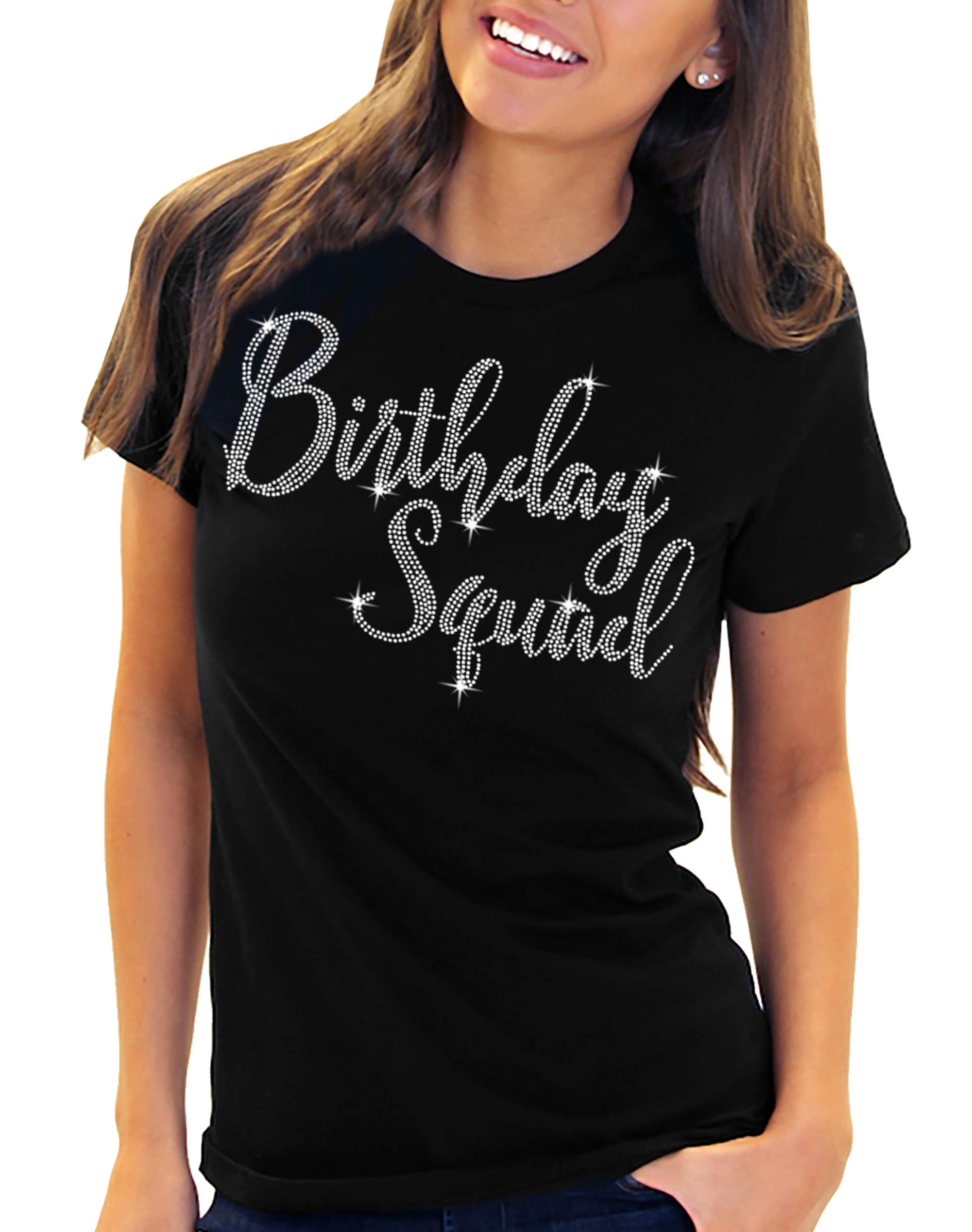 Sparkling Rhinestone Birthday T-Shirts for Women - Elegant Bedazzled Birthday Tees - Perfect Birthday Gifts for Her - Great for Parties, Celebrations & Special Occasions