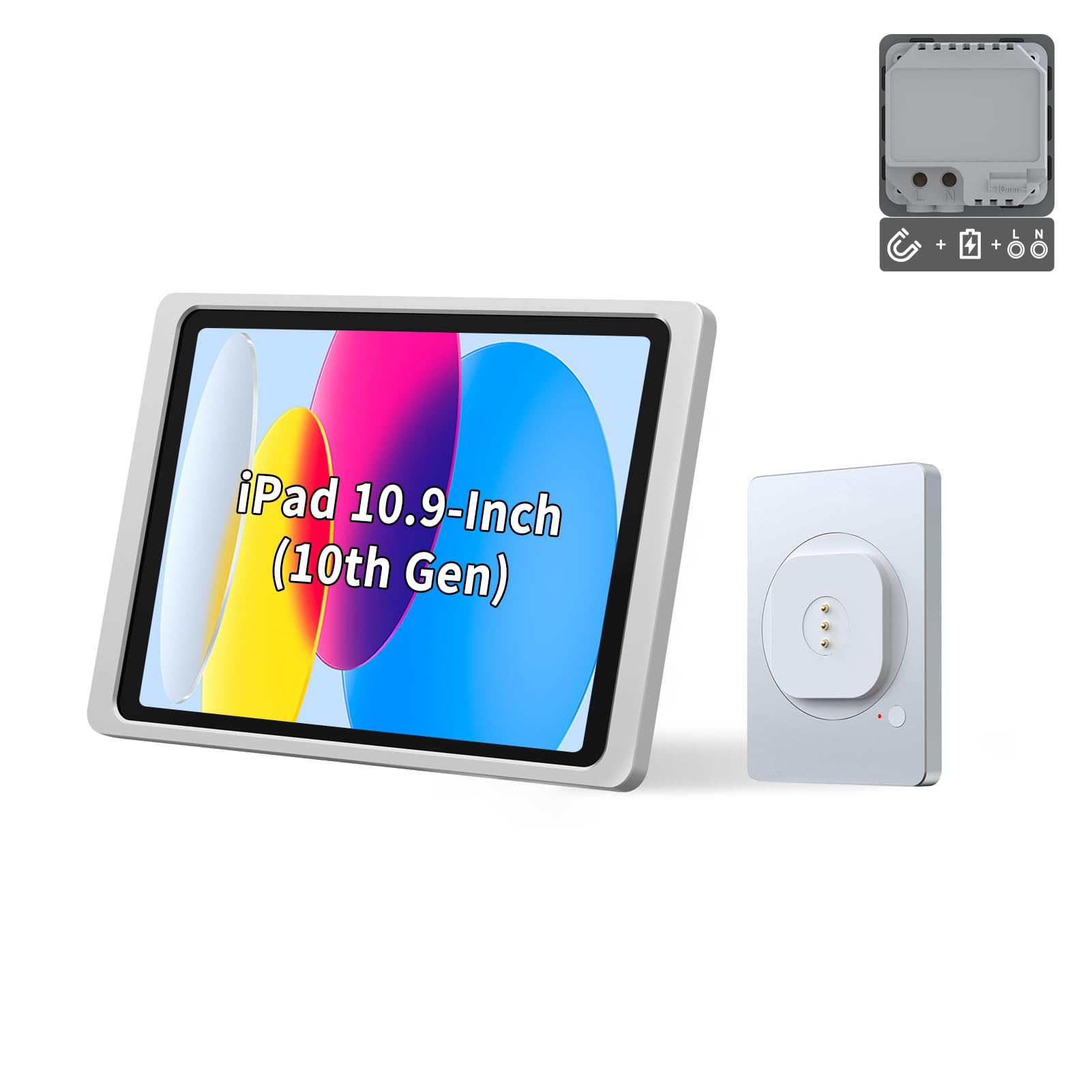 Magnetic Wall Mount with Charging Case for iPad 10th Gen 10.9-Inch | 18W Fast Charger | 360° Rotation | Strong Magnets | 100-250V AC | Perfect for Bedroom, Office & Kitchen Wall Mounting