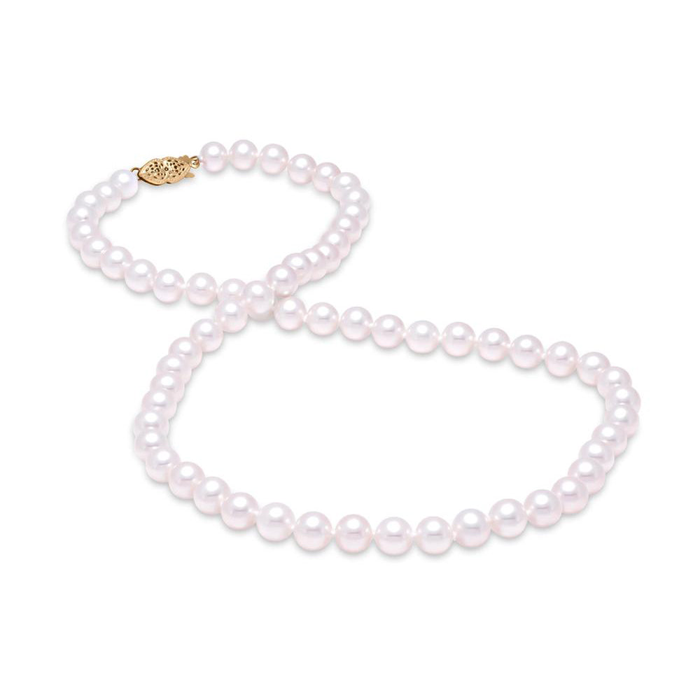 6.5-7mm Freshwater Pearl Necklace with 14K Gold Filigree Clasp - Elegant Jewelry for Women, Perfect for Weddings, Parties & Special Occasions