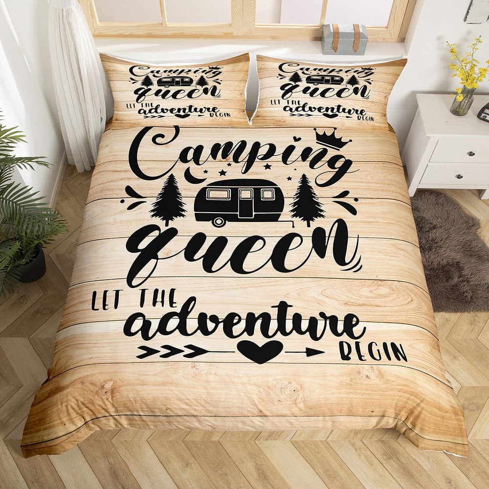 **Vintage Rustic Farmhouse King Size 3-Piece Duvet Cover Set - Camping & RV Travel Bedding for Women, Men, Teens & Kids - Wooden Door Design for Cozy Bedroom & Camper Decor**    *(Perfect for rustic-themed bedrooms, cozy camper vans, and farmhouse-style home decor!)*