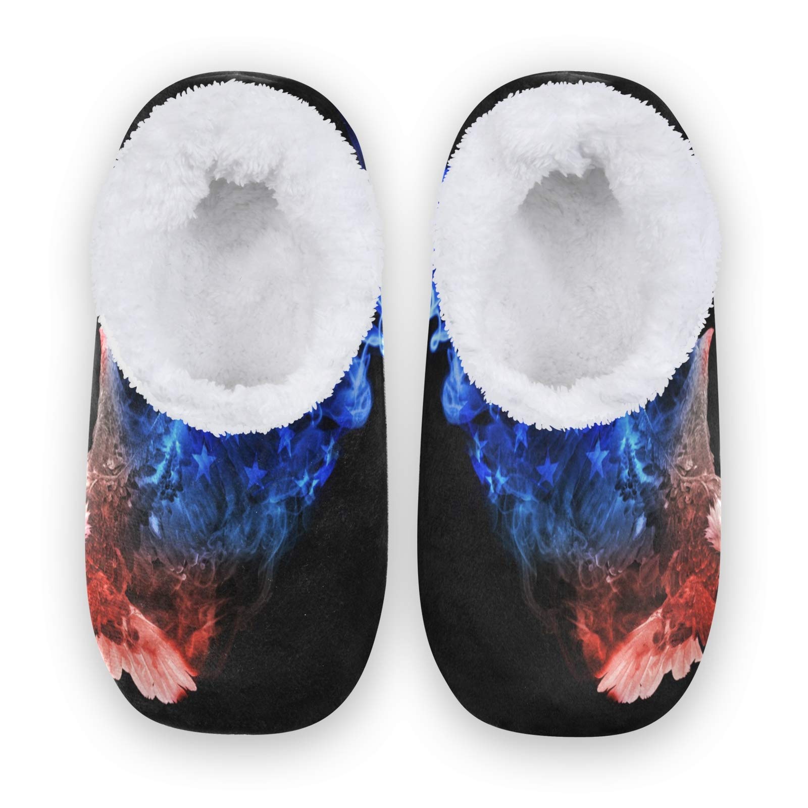 American Flag Bald Eagle Slippers for Women - Cozy Indoor House Shoes for Home & Bedroom