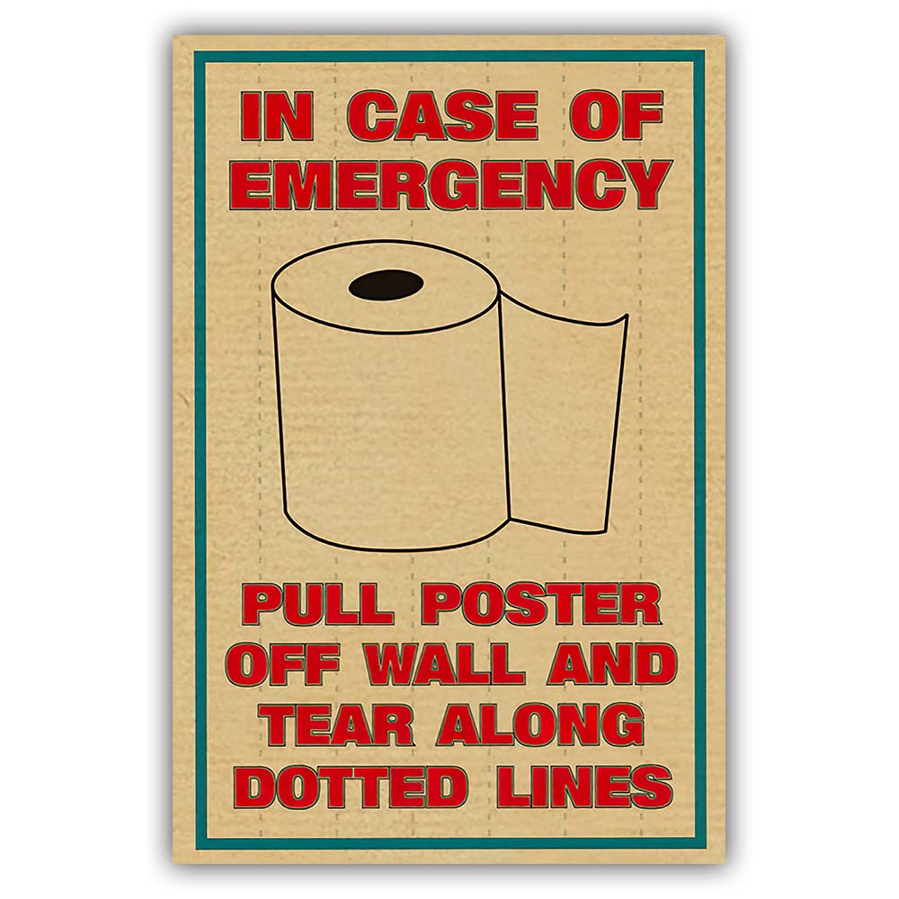 Funny Toilet Paper Poster - Vintage Bathroom Wall Art Decor with Red Slogan, Unframed Canvas Print 16x24 Inch - Perfect for Home, Living Room, Bedroom & Office Humor Decor