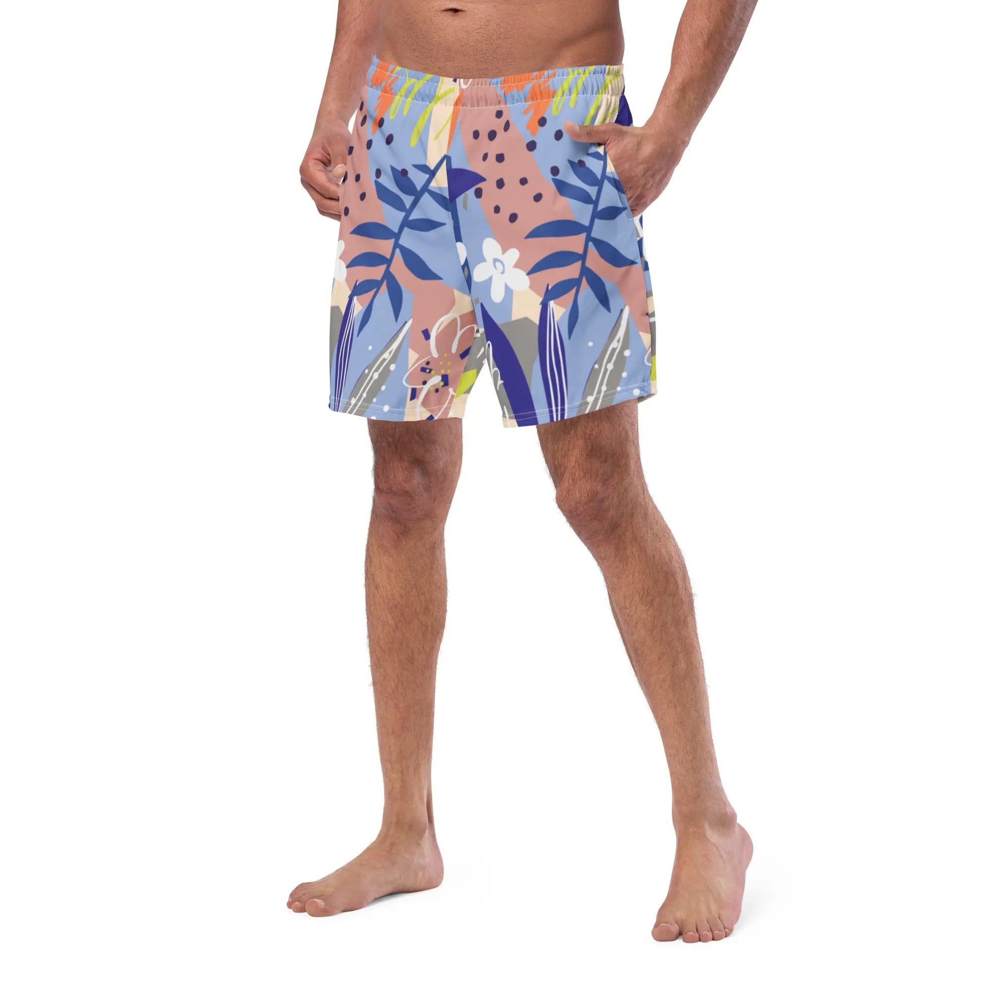 Men's Floral Swim Trunks - Quick Dry Beach Shorts for Swimming, Surfing & Summer Vacations