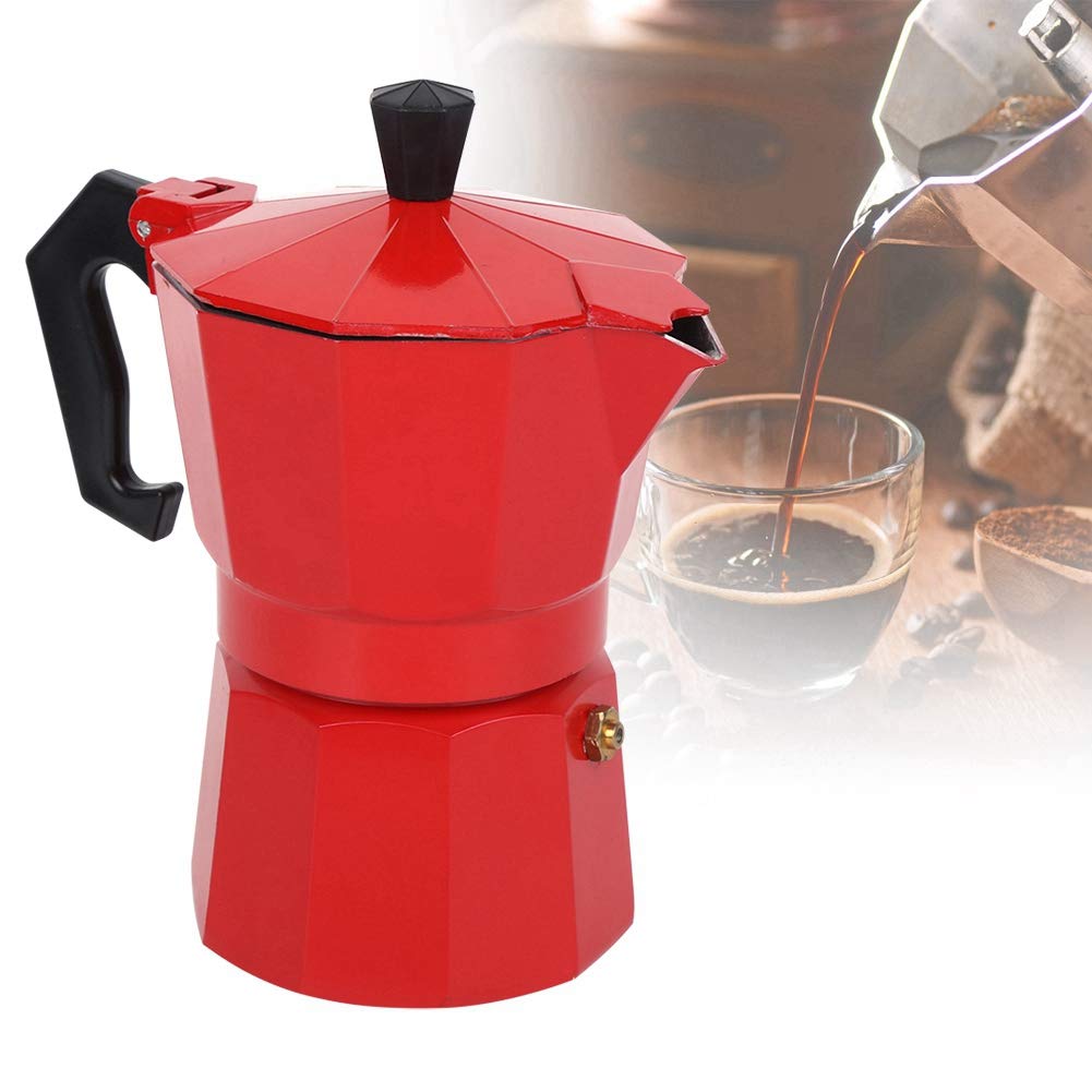 **300ML Coffee Maker with 6-Cup Pot - Fast & Safe Brewing for Home, Office, Gifts | Perfect for Espresso, Latte & Morning Coffee (Red)**