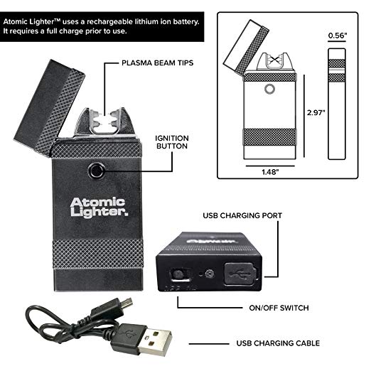 Premium Atomic Lighter - Windproof USB Rechargeable Metal Lighter for Outdoor Camping, Hiking, BBQ & Survival Gear (Ideal for Travel, Emergency & Everyday Use)