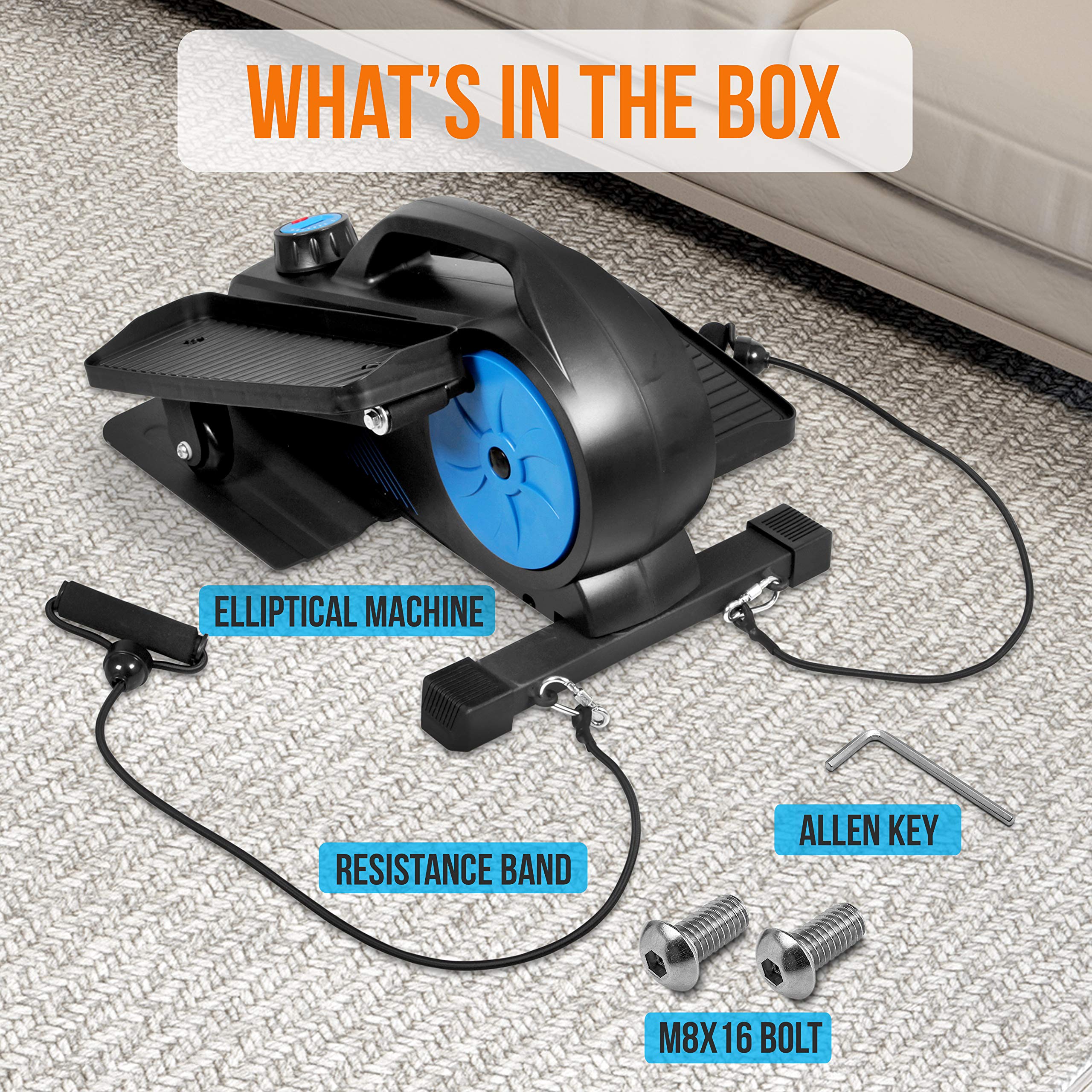 SereneLife Under Desk Elliptical Machine - Compact Seated Exercise Equipment with 8 Resistance Levels & LCD Monitor - Perfect for Home Office, Work from Home Fitness & Small Space Workouts