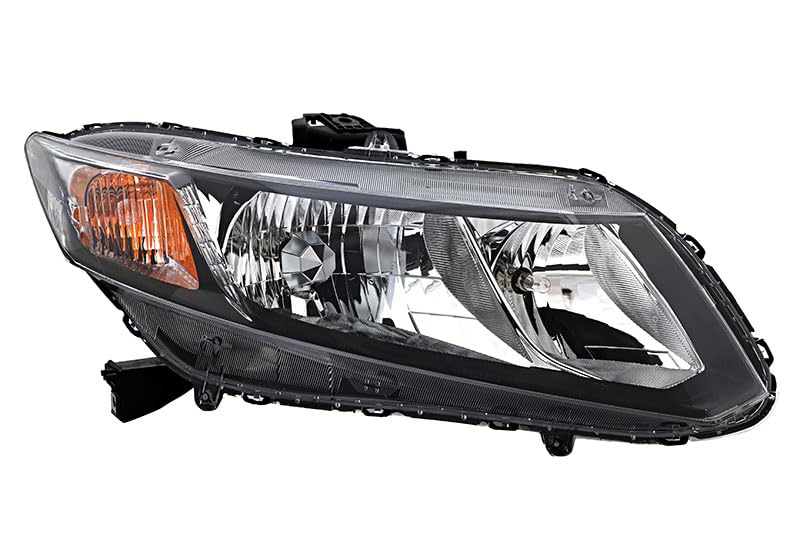 Honda Civic Headlight Replacement 2013-2015 Right Passenger Side Halogen Lamp - Perfect for Night Driving & Foggy Conditions