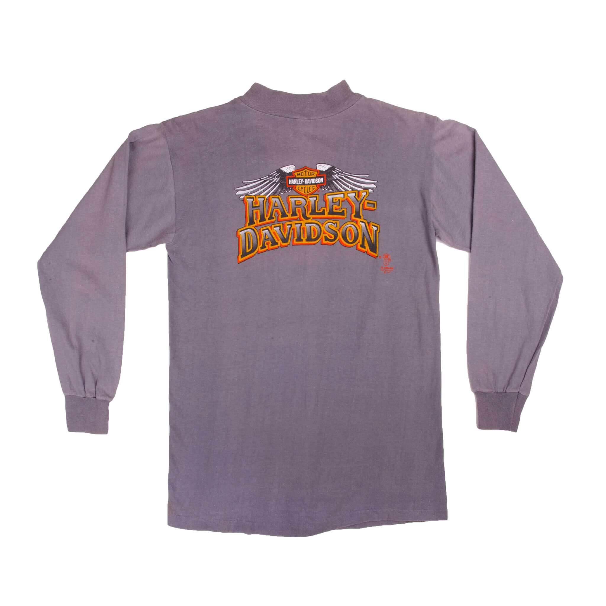 Vintage 3D Emblem Harley Davidson Long Sleeve T-Shirt 1989 Small - Made in USA - Motorcycle Riding & Retro Fashion Styling