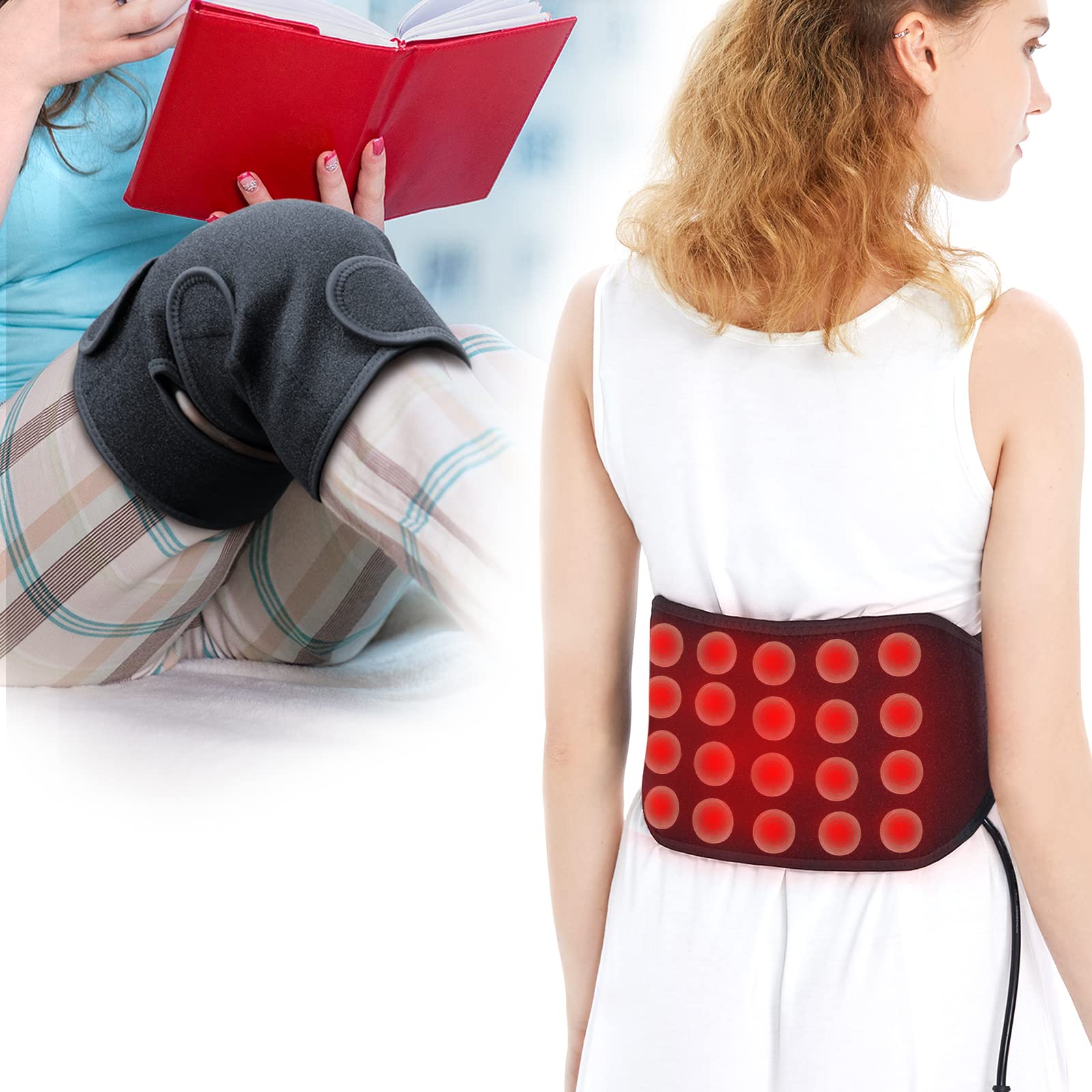 Far Infrared Waist Heating Pad & Knee Heating Pad for Pain Relief - UTK Therapeutic Heat Wrap for Back Pain, Arthritis, Muscle Soreness - Perfect for Home, Office & Post-Workout Recovery