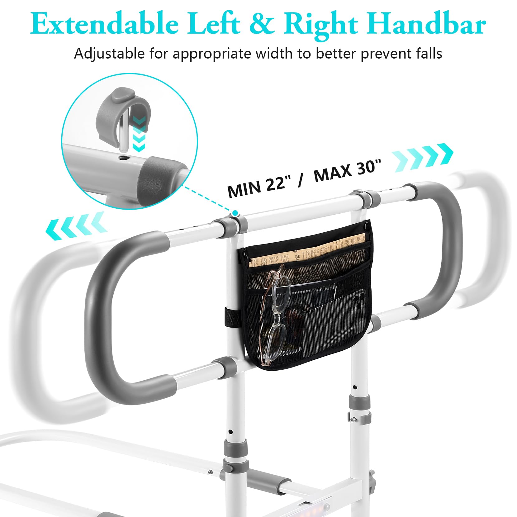 **Adjustable Bed Safety Rails for Elderly Adults - Bed Assist Handrail with Grab Bar for Seniors - Fits King, Queen, Full & Twin Beds - Ideal for Home Care, Fall Prevention & Mobility Support**