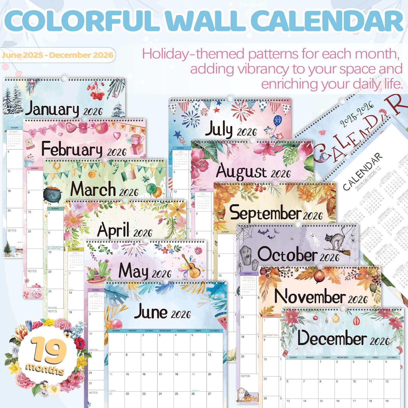 GuassLee 2025-2026 Wall Calendar - 19 Month Vertical Planner (June 2025 to December 2026) | 17