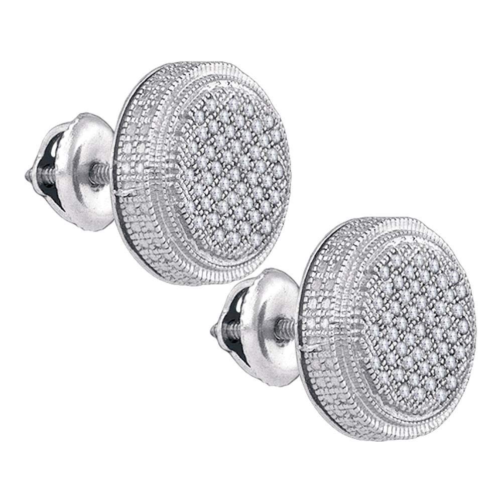 Sterling Silver Men's Round Diamond 3D Circle Cluster Stud Earrings - 1/4 CTTW - Perfect for Gifts, Weddings & Special Occasions