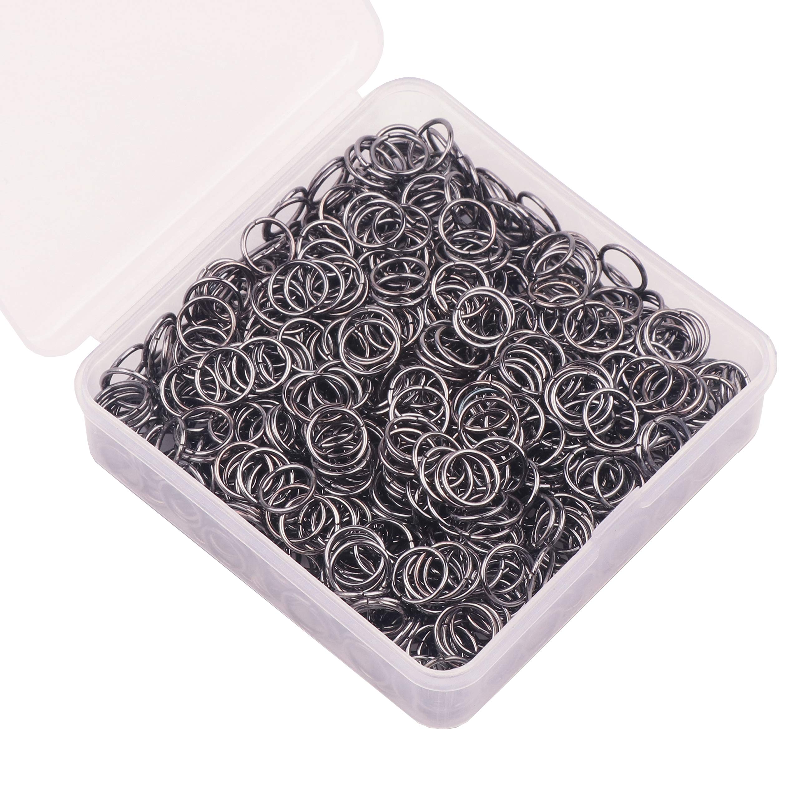 YAKA 1200pcs 10mm Gun Black Plated Iron Open Jump Rings - Bulk Jewelry Making Supplies for DIY Earrings, Necklaces, Bracelets, Pendants & Keychains - Durable Connectors for Crafting, Beading & Chainmail Projects (10mm, Gun Black)