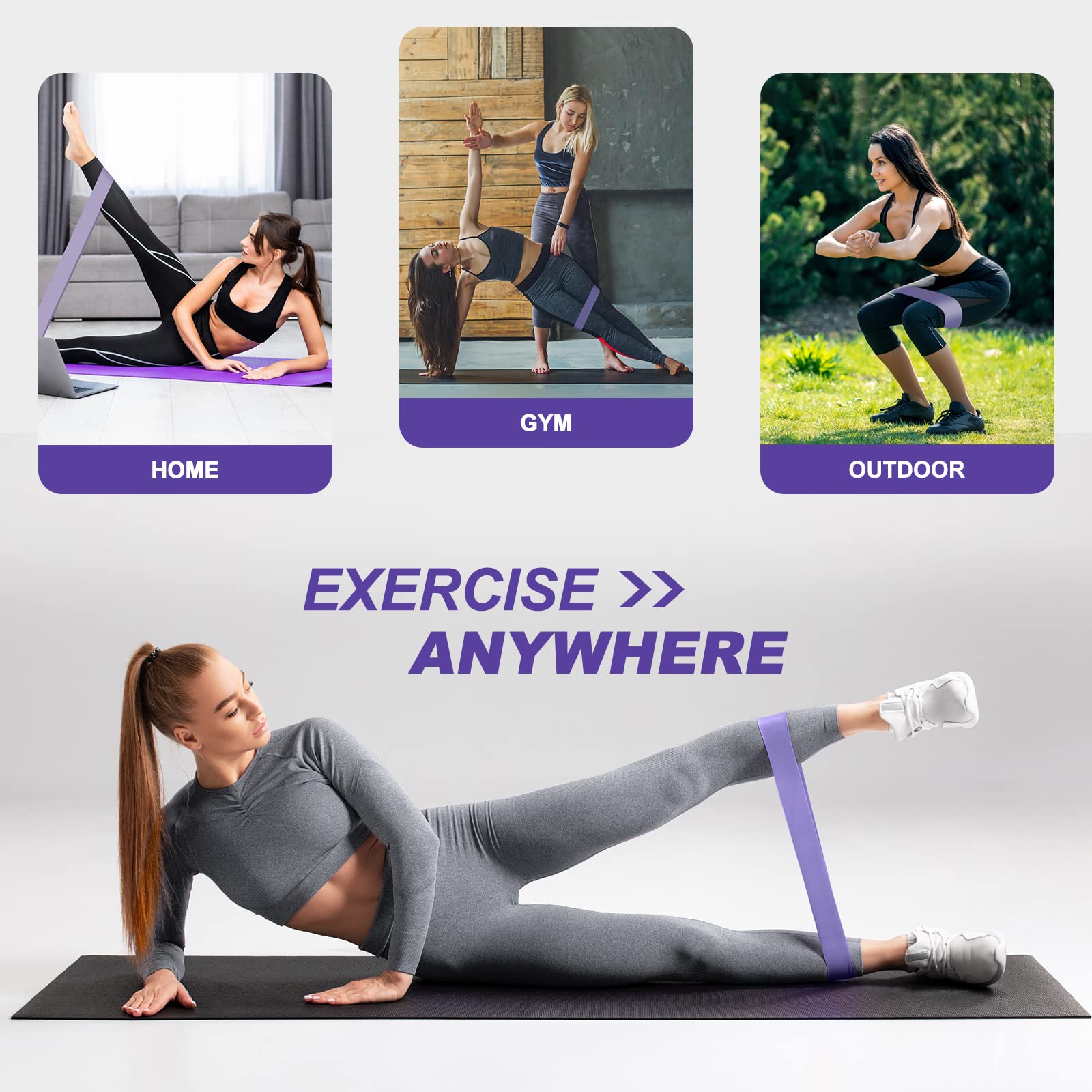 5 Levels Resistance Bands Set of 5 - Premium Elastic Fitness Bands for Yoga, Pilates, Glute Workout, Crossfit & Home Training - Skin-Friendly Exercise Bands for Strength Training & Muscle Recovery