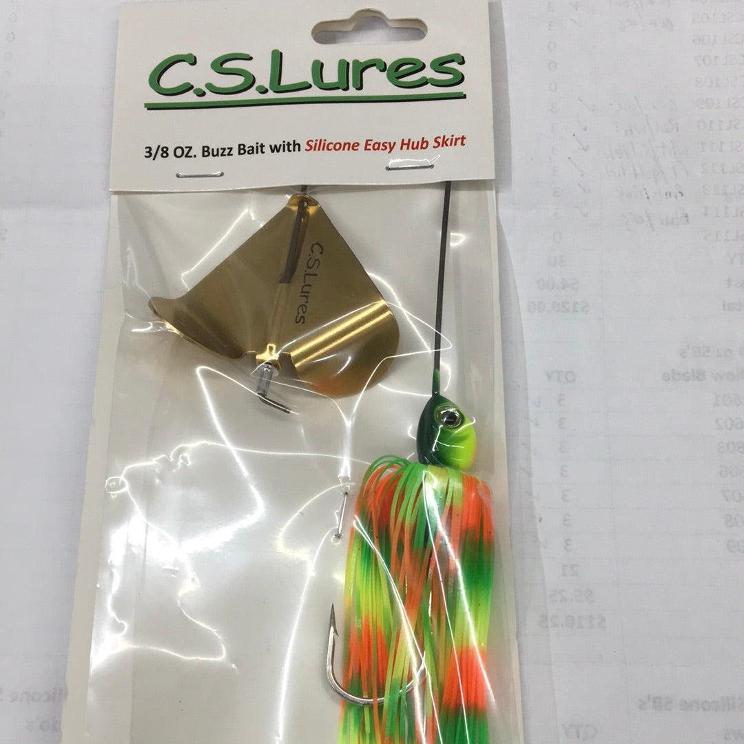 C.S. Lures 3/8oz Buzz Bait - Topwater Bass Fishing Lure for Freshwater & Saltwater - Perfect for Weedless Fishing in Lakes, Ponds, and Rivers