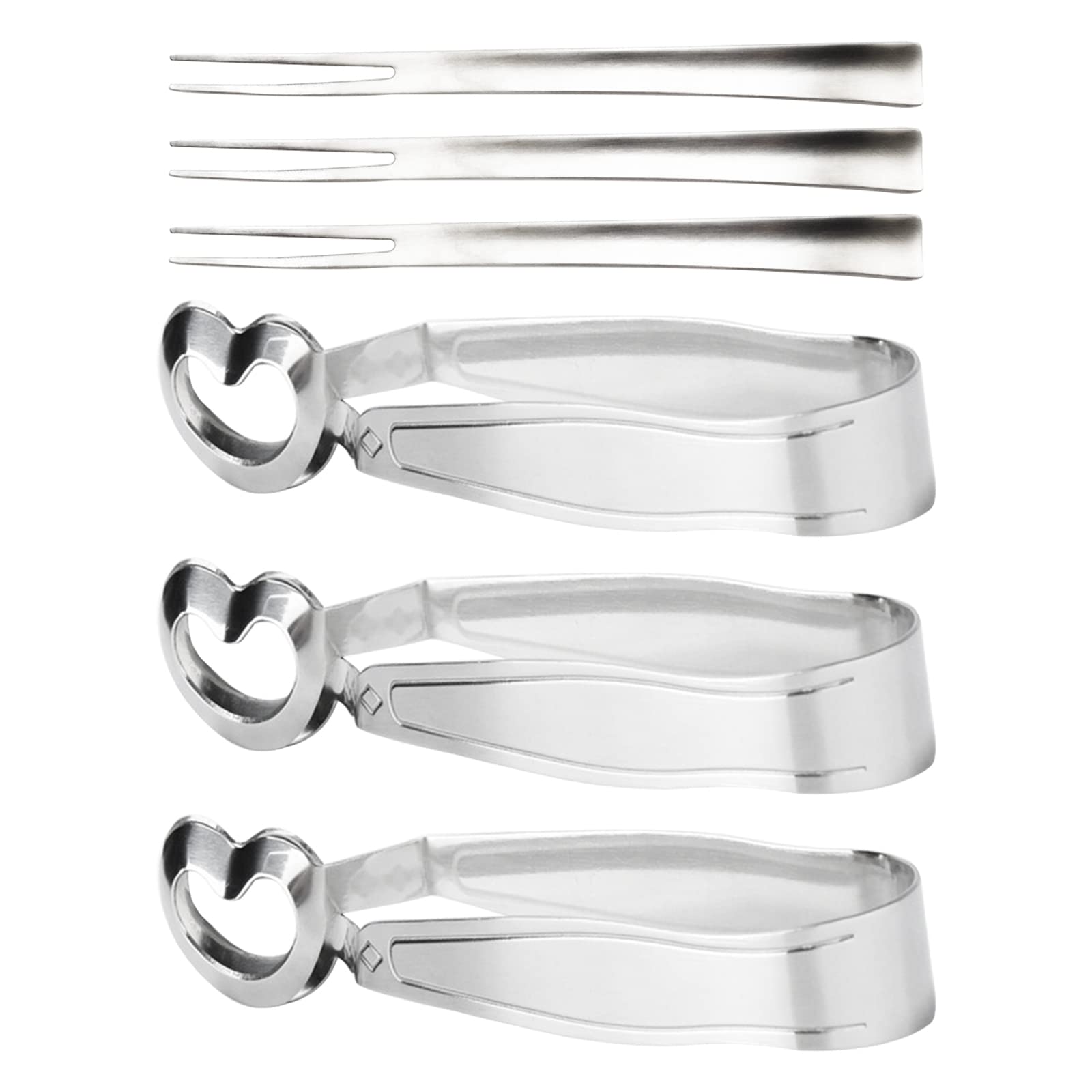 6 PCS Stainless Steel Escargot Tongs with Seafood Forks - Perfect for Snails, Fruit Salad, Cake, Tea Bags, Ice Cubes, Sugar Cubes & Coffee | Dishwasher Safe Kitchen Utensil for Fine Dining, Parties & Home Cooking