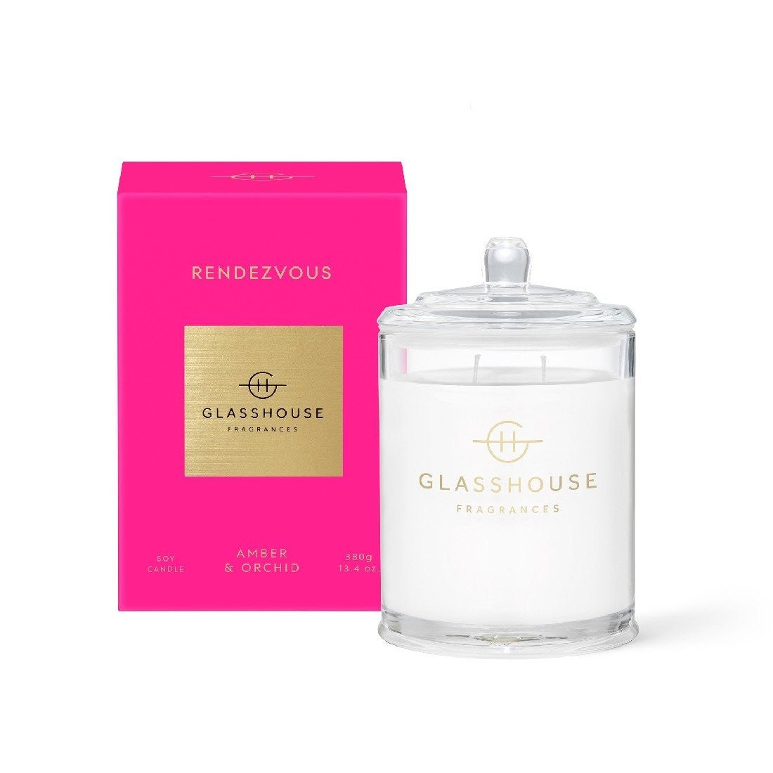 Glasshouse Fragrance 380g Scented Candle - Rendezvous | Premium Soy Wax Candle for Home, Relaxation & Romantic Ambience | Long-Lasting Fragrance for Bedroom, Bathroom & Living Spaces