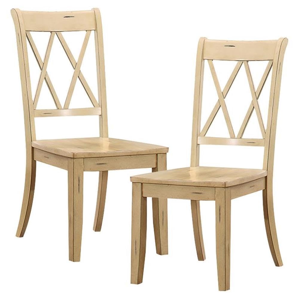 Pemberly Row Contemporary Wood Dining Room Side Chairs in Buttermilk (Set of 2) - Modern Kitchen & Dining Room Accent Chairs for Home Decor
