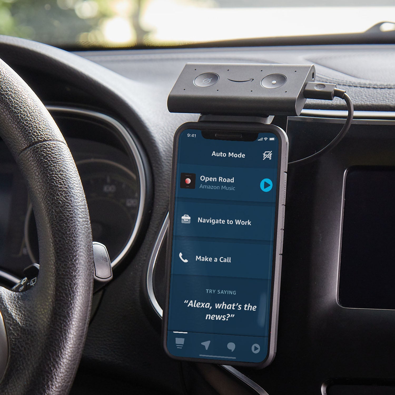 Amazon Echo Auto with Alexa - Hands-Free Car Assistant for Music, Navigation & Smart Home Control - Perfect for Commuting & Road Trips