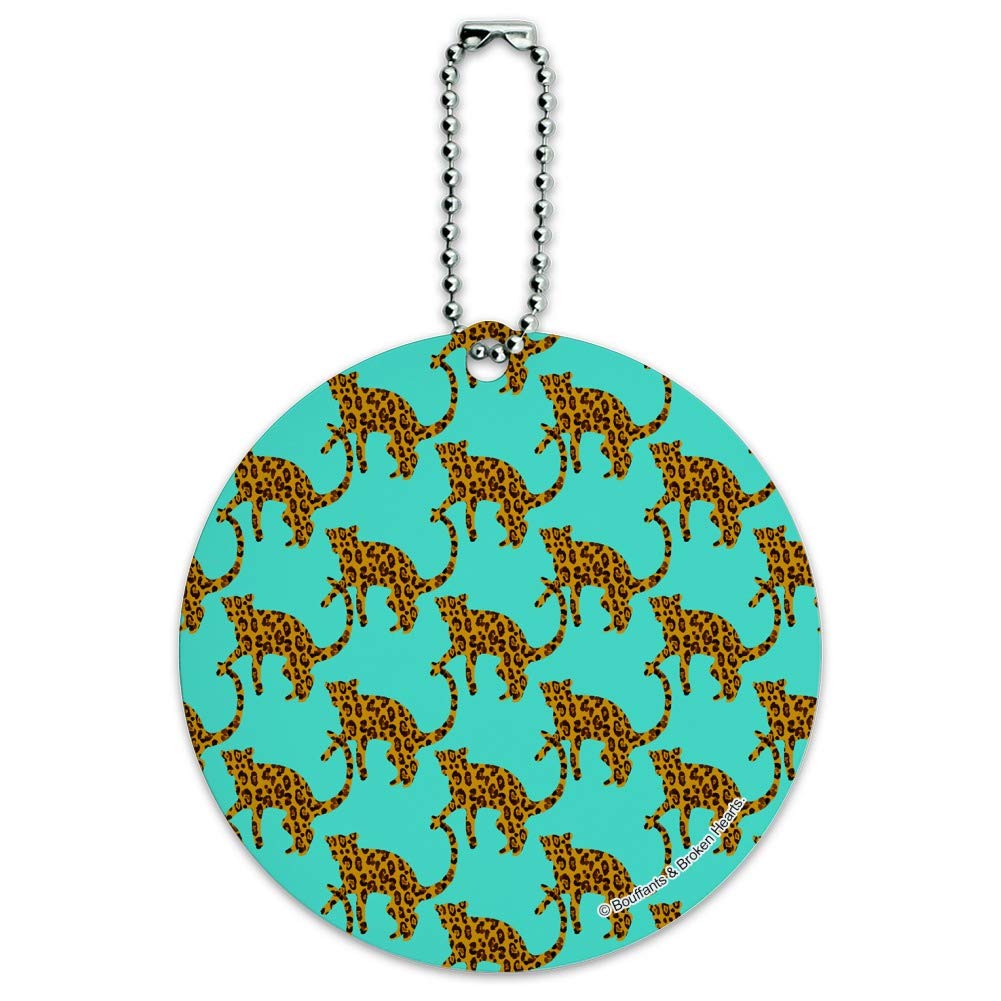 Jungle Cats Cheetah Print Round Luggage ID Tag - Durable Suitcase & Carry-On Baggage Identifier for Travel Accessories (Perfect for Airports, Vacations & Business Trips)