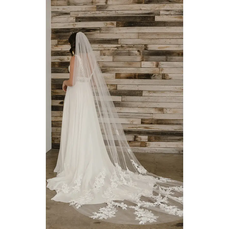 V2198C Cathedral Veil - Elegant Long Wedding Veil for Bride | Perfect for Church Ceremonies & Formal Weddings