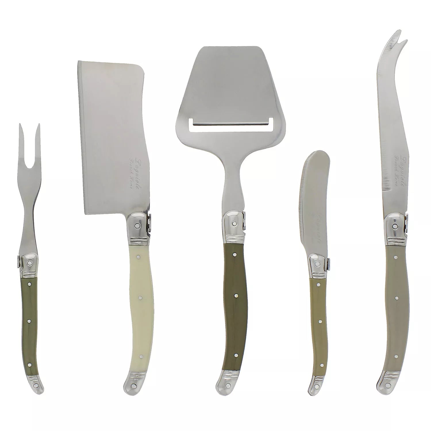 Premium 5-Piece Laguiole Cheese Knife Set with Fork & Slicer - Stainless Steel Cheese Tools for Entertaining, Wine Pairing & Charcuterie Boards