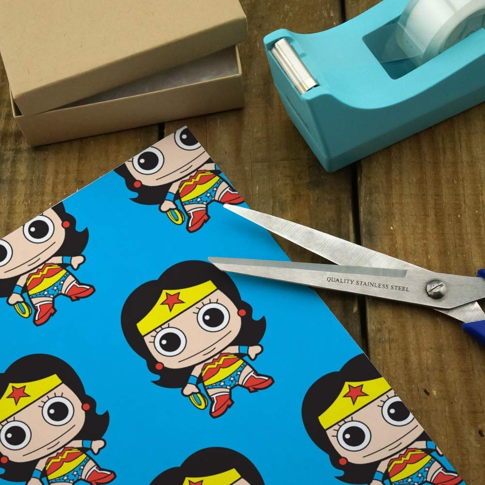 Wonder Woman Chibi Gift Wrap Paper Roll - Cute Superhero Wrapping Paper for Birthday, Christmas, Party Gifts - Perfect for Comic Fans & DC Collectors
