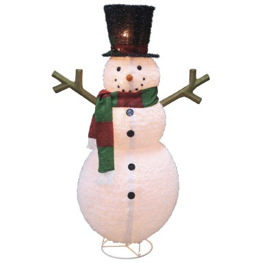 60 LED Fluffy Fabric Lantern Snowman - Christmas Decorations for Indoor/Outdoor, Party, Garden, and Holiday Lighting