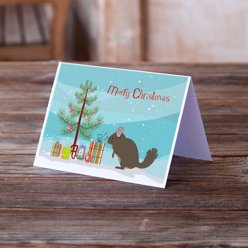 Chinchilla Christmas Greeting Cards & Envelopes Set - Pack of 8 Blank Teal A7 Note Cards (5x7 inches) | Whimsical Holiday Stationery for Christmas Wishes, Thank You Notes & Festive Correspondence