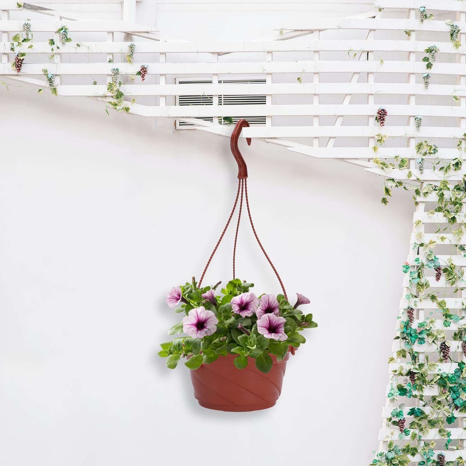 YARNOW 10 Pcs 6.7 Inch Plastic Hanging Planters - Small Hanging Baskets for Indoor/Outdoor Plants, Flowers & Herbs - Perfect for Balcony, Garden, Patio & Home Decor