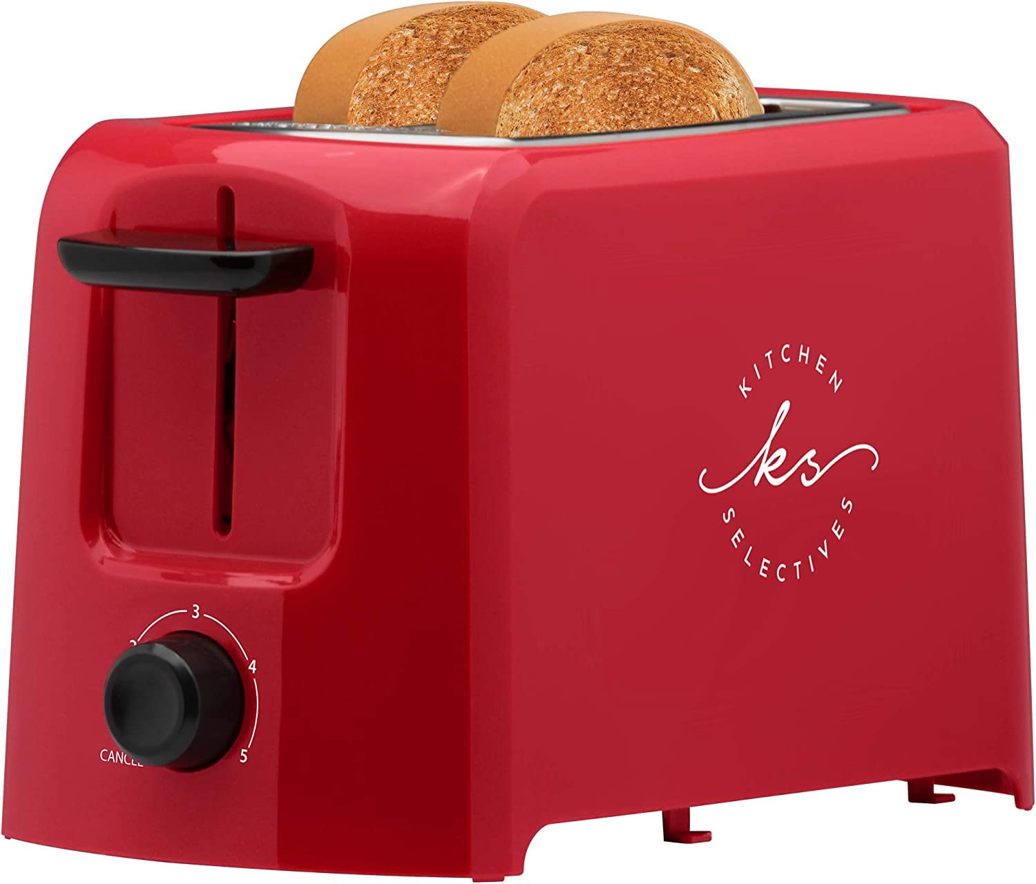 2-Slice Toaster with Browning Control - Wide Slot Bread & Bagel Toaster - Electric Kitchen Appliance with Cord Wrap - Red - Perfect for Breakfast, Office, Dorm & Small Kitchens