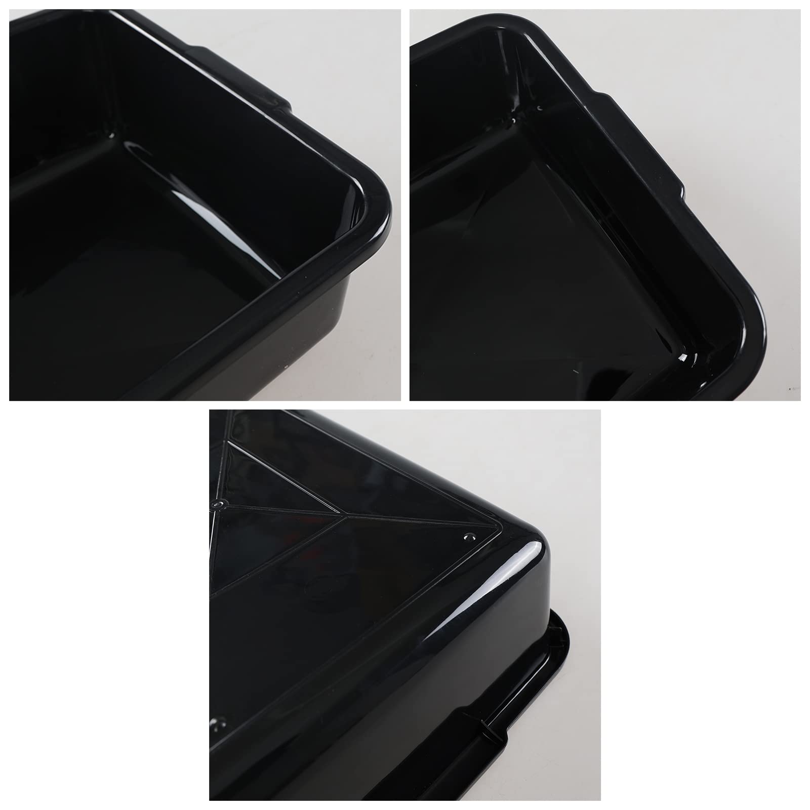 5-Pack 8L Commercial Bus Tubs / Totes - Heavy Duty Black Plastic Utility Storage Boxes for Restaurant, Kitchen, and Retail Organization