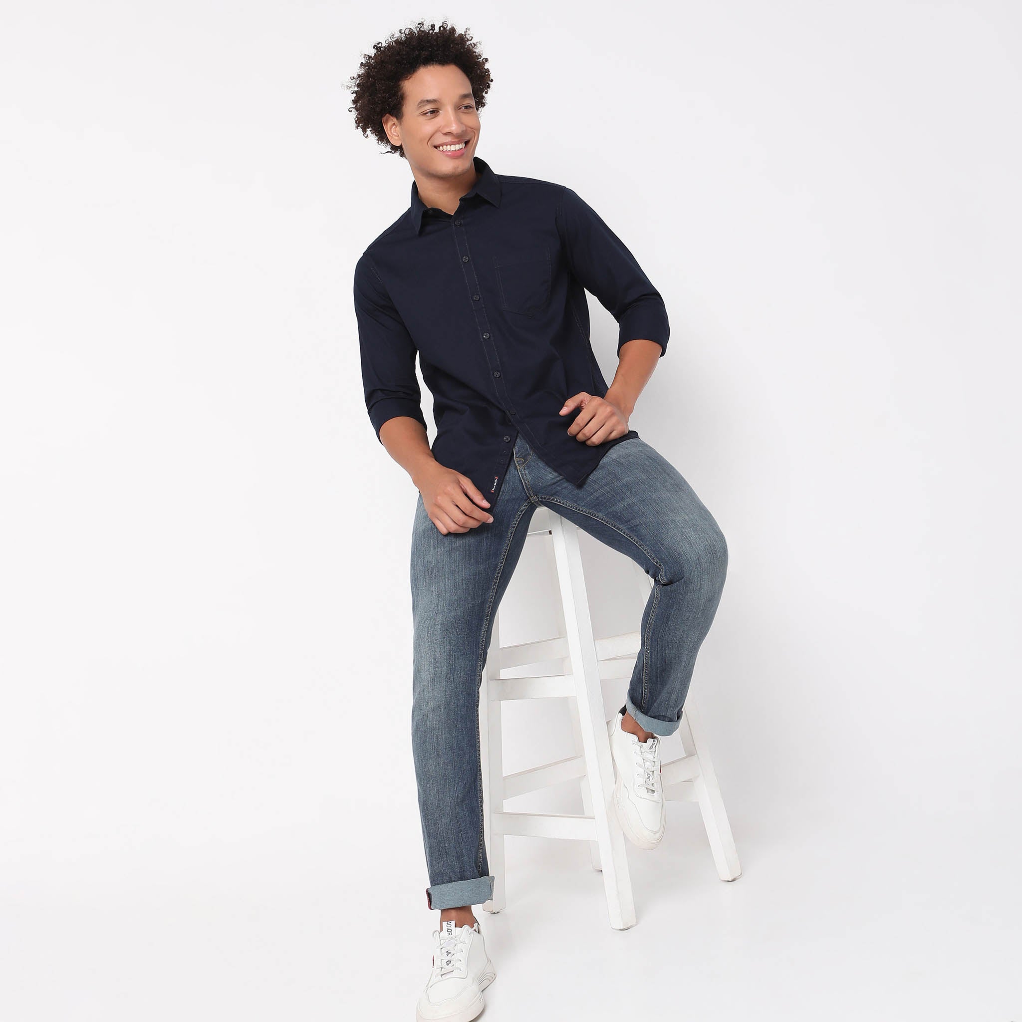 Free Spiritᵉˣ Men's Slim Fit 100% Cotton Twill Solid Dress Shirt - Business Casual & Office Wear