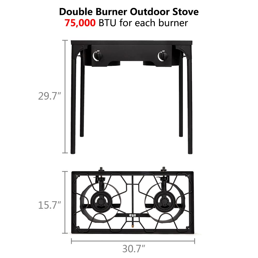 Portable High Pressure Propane Gas Camp Stove - Outdoor Cast Iron Cooking Burner for Camping, Backpacking, Patio & BBQ (Black) - Perfect for Grilling, Boiling & Outdoor Cooking Adventures