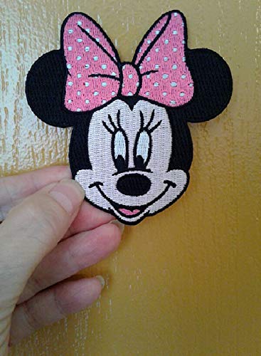 Minnie Mouse Iron On Patch - Disney Embroidered Pink & White Bow - Perfect for Backpacks, Jackets & DIY Crafts